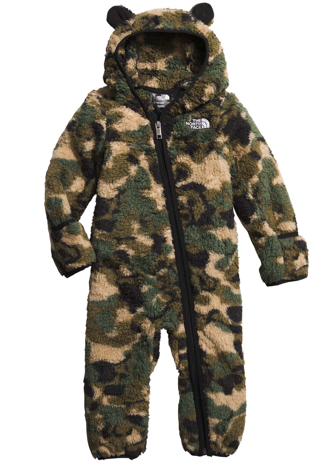The North Face Infant Bear One-Piece Military Olive Camo Texture Small Print