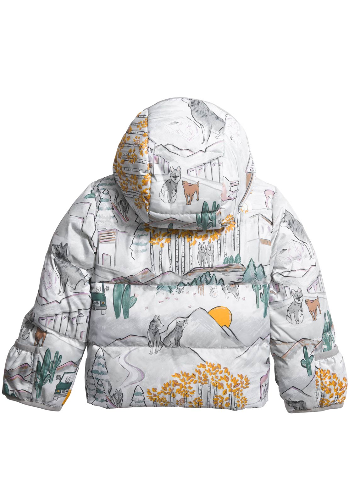 The North Face Infant North Down Hooded Jacket TNF White Like A Wolf Print