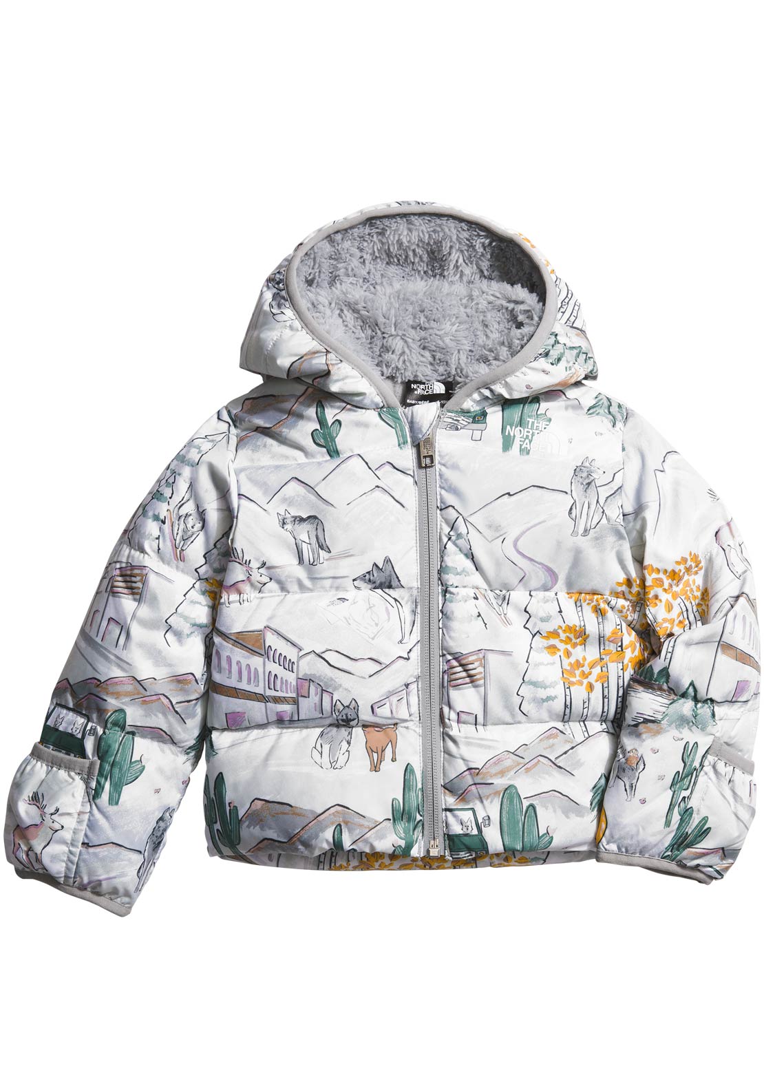 The North Face Infant North Down Hooded Jacket TNF White Like A Wolf Print