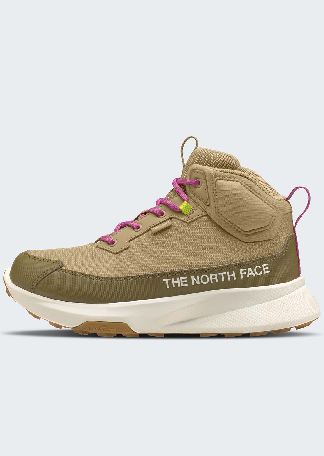 The North Face Junior Fastpack II Mid WP Hiking Boots Khaki Stone/Fuchsia Flash