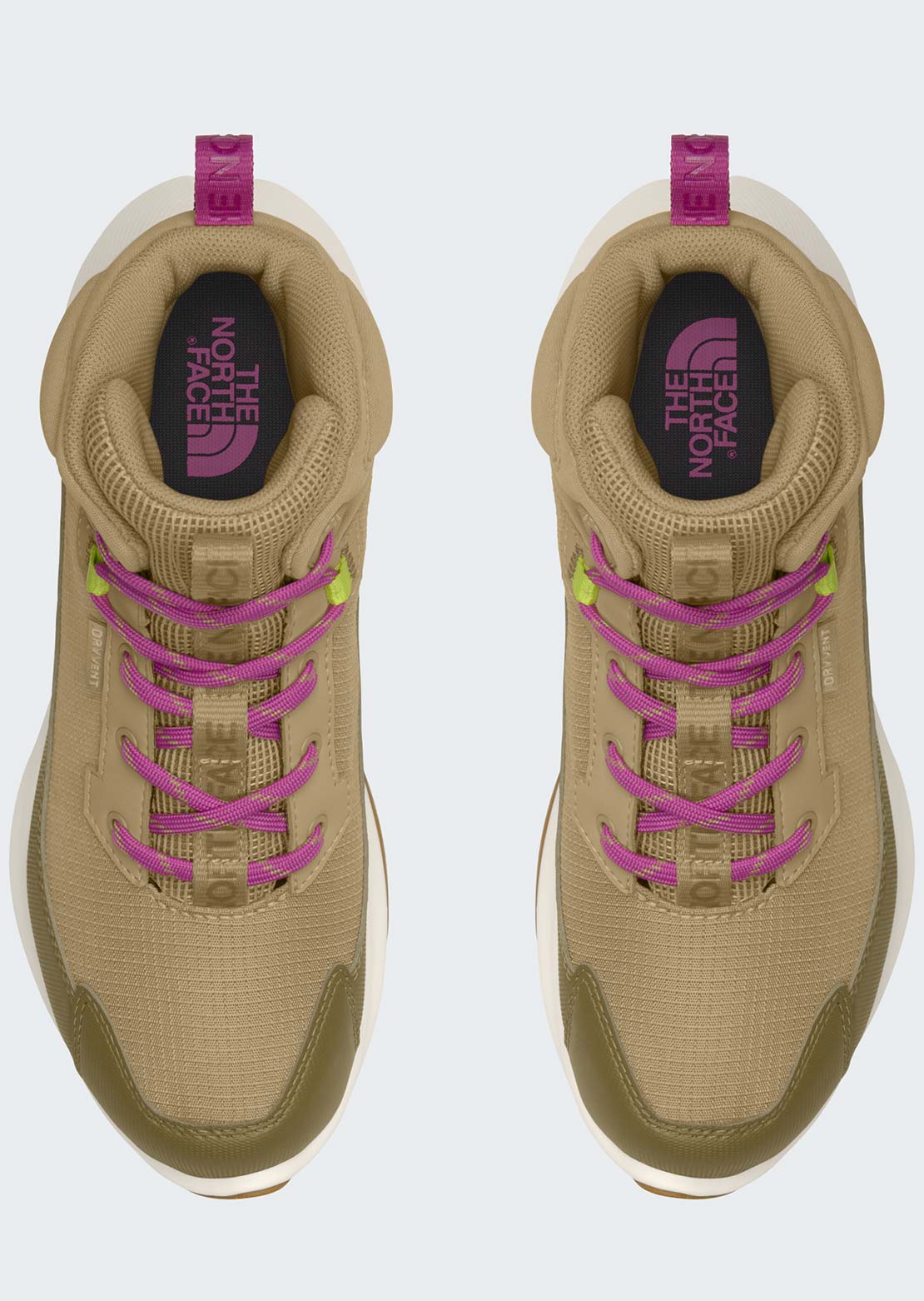 The North Face Junior Fastpack II Mid WP Hiking Boots Khaki Stone/Fuchsia Flash