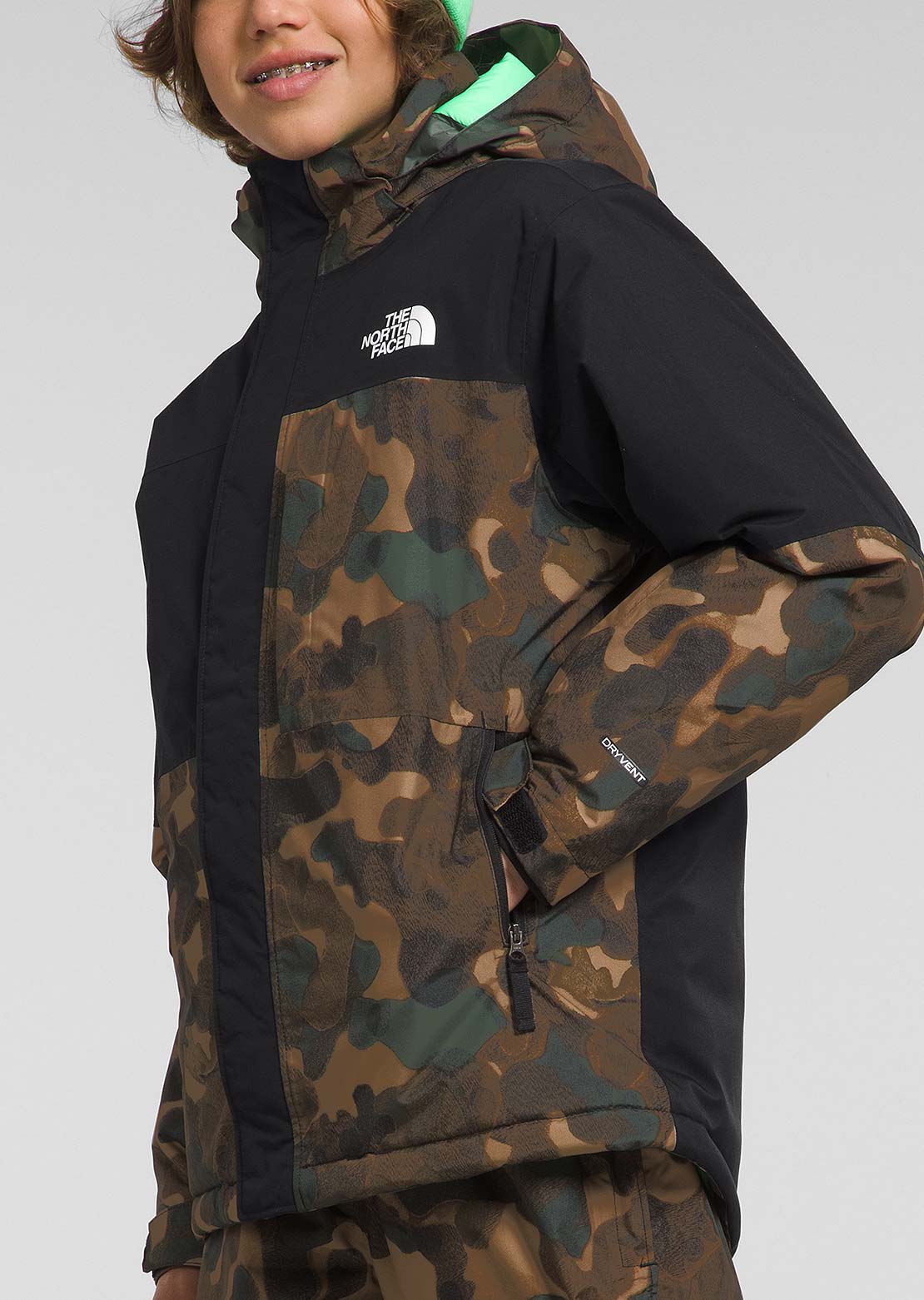 The North Face Junior Freedom Extreme Insulated Jacket Utility Brown Camo Texture Small Print