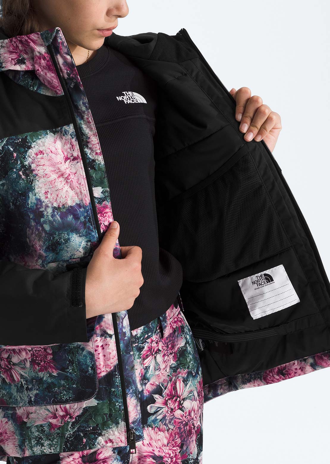 The North Face Junior Freedom Insulated Print Jacket Pale Blossom Frozen Floral Print
