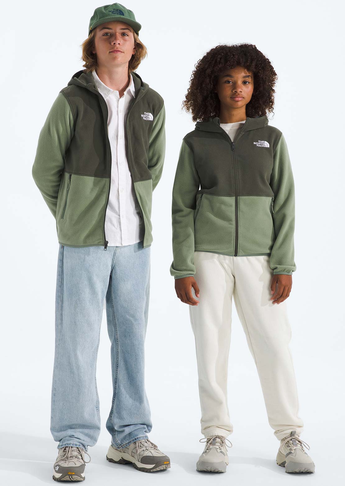 The North Face Junior Glacier Full Zip Hood Bark Mist/New Taupe Green