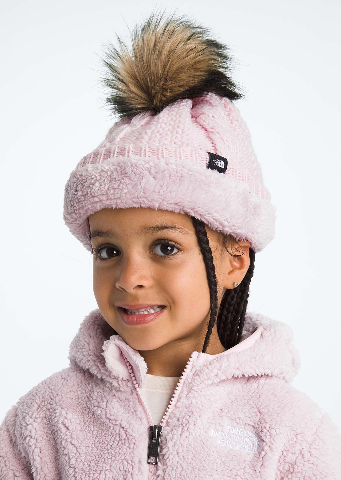The North Face Junior Lined Oh Mega Fur Pom Beanie Pale Blossom