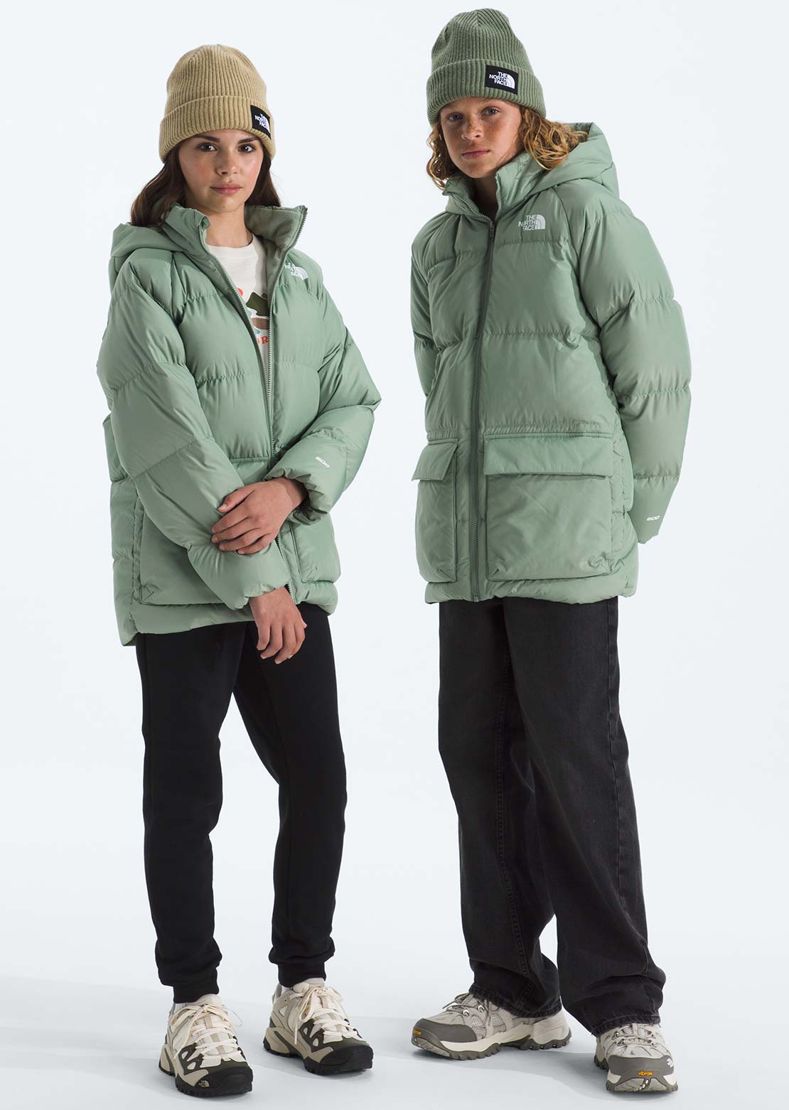 The North Face Junior North Down Fleece Lined Short Parka Slate Moss