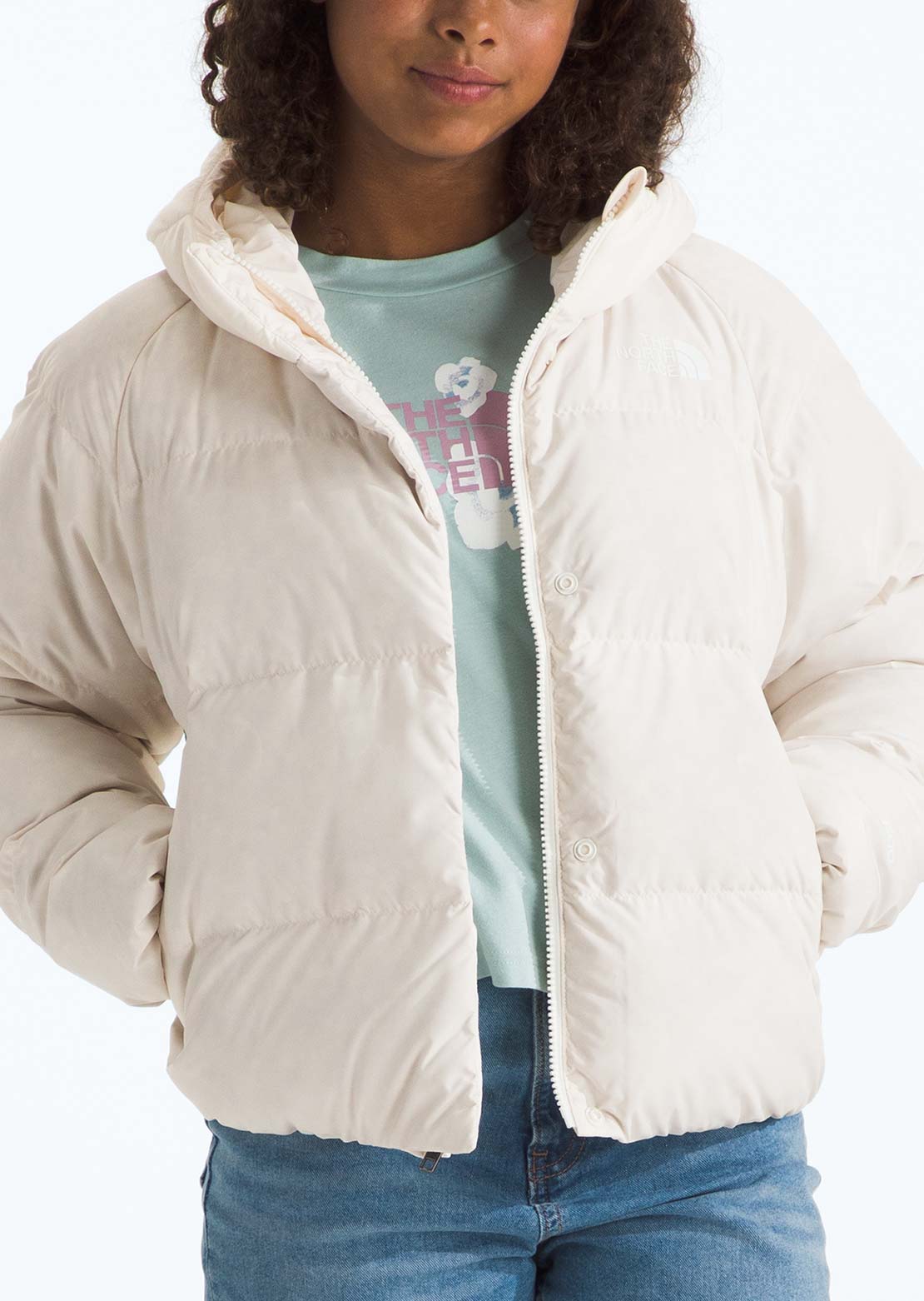 The North Face Junior North Down Hooded Jacket White Dune