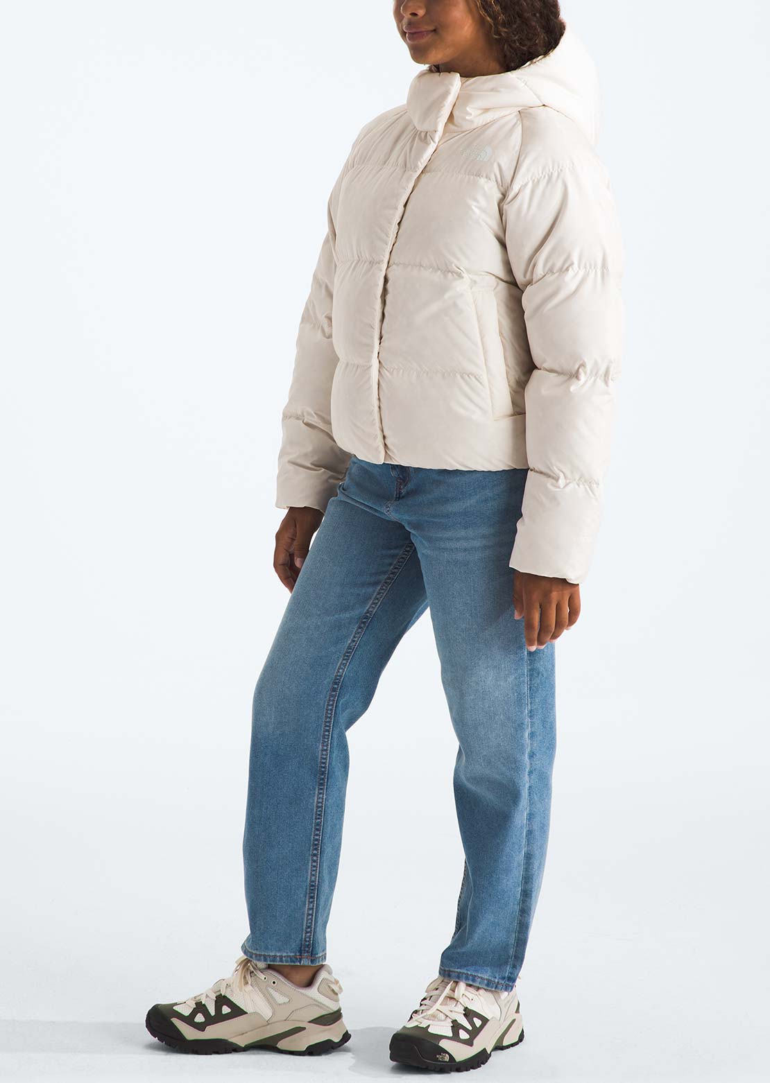 The North Face Junior North Down Hooded Jacket White Dune