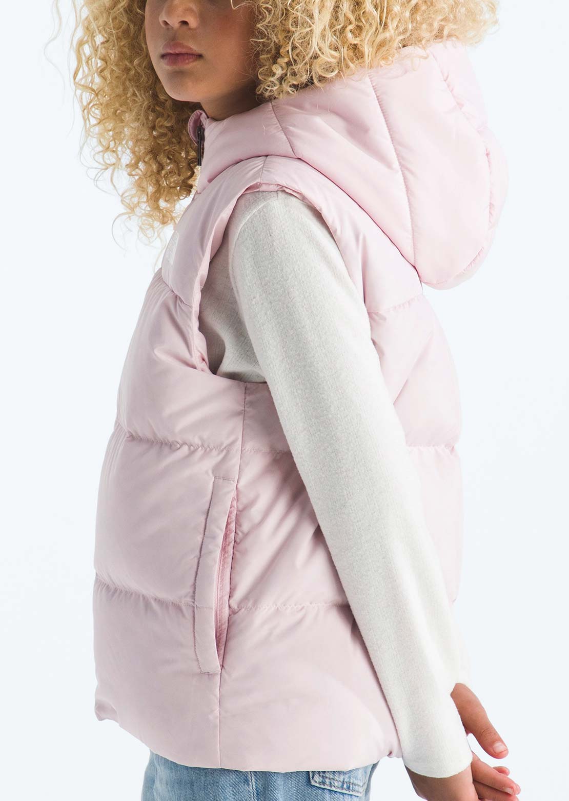 The North Face Junior North Down Hooded Vest Pale Blossom