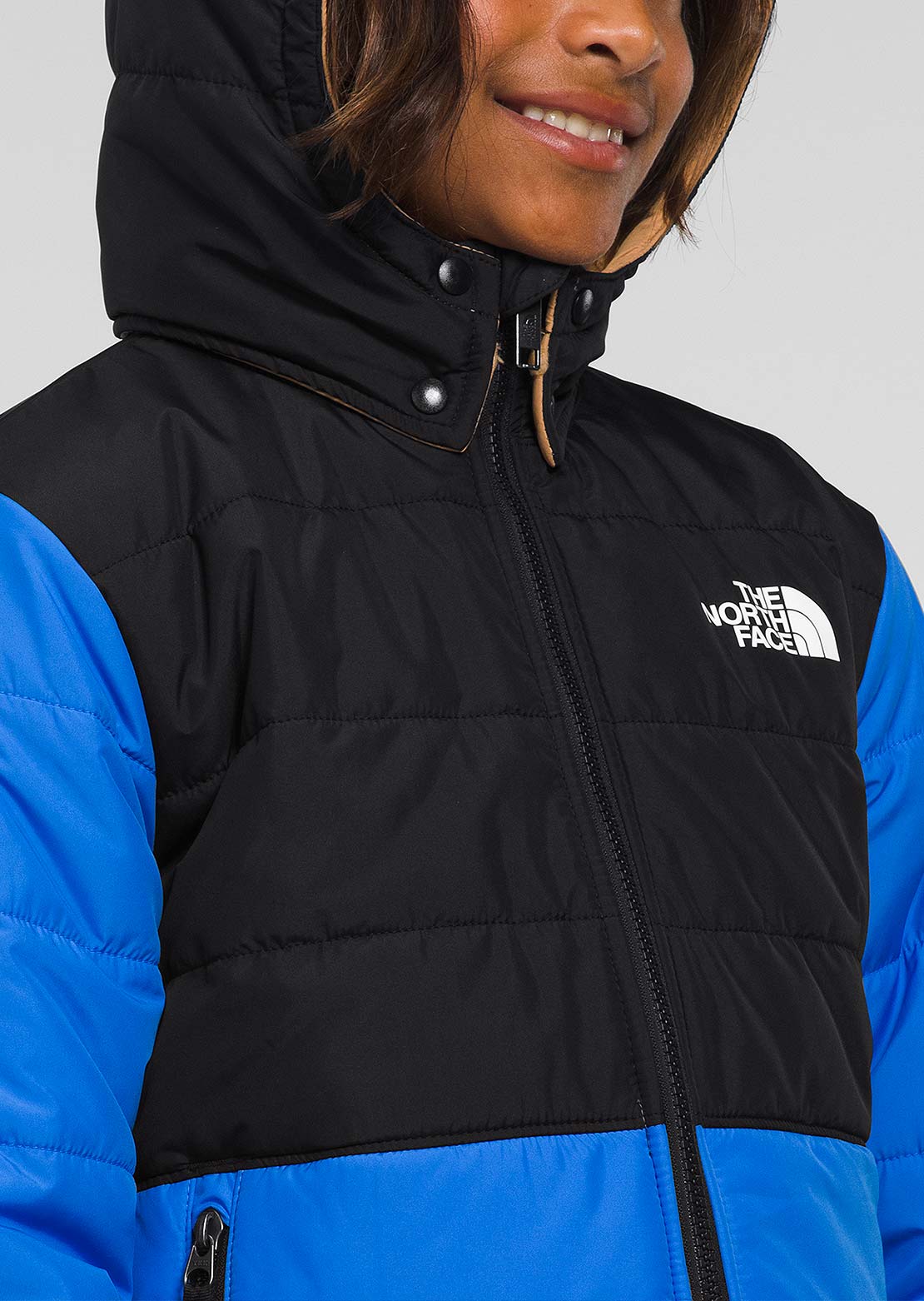 The North Face Junior Reversible Mt Chimbo Full Zip Hooded Jacket Optic Blue