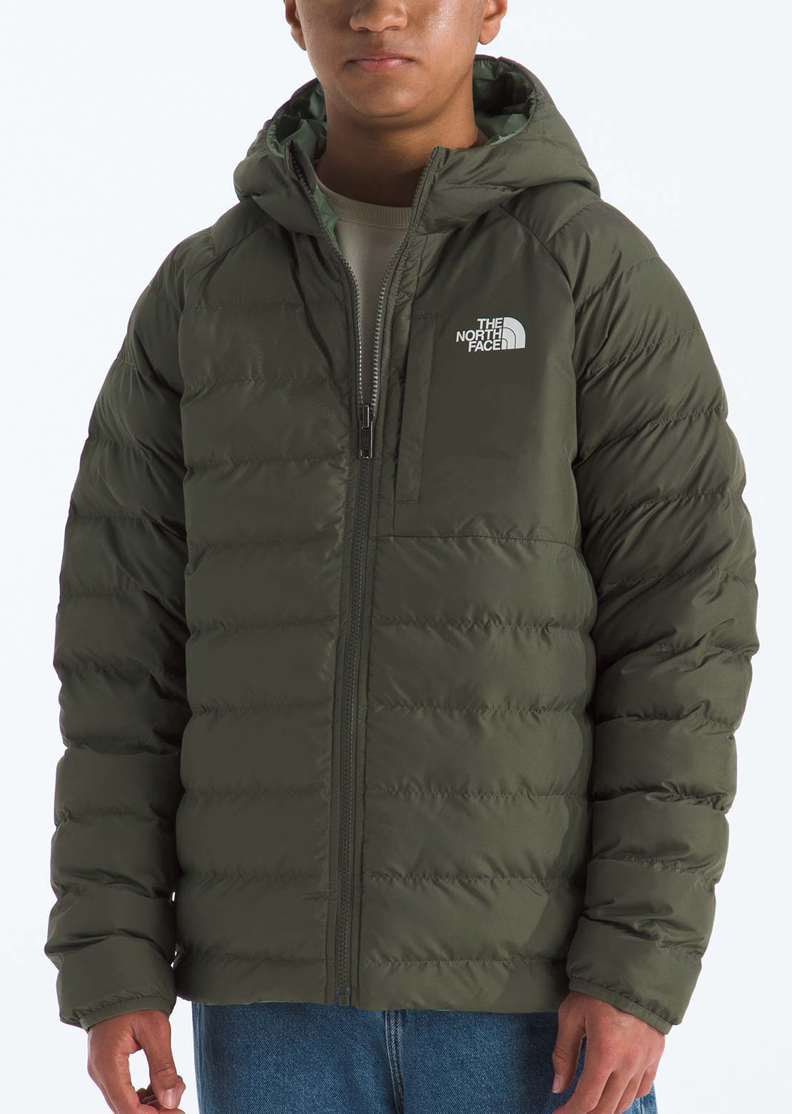 The North Face Junior Reversible Perrito Hooded Jacket New Taupe Green