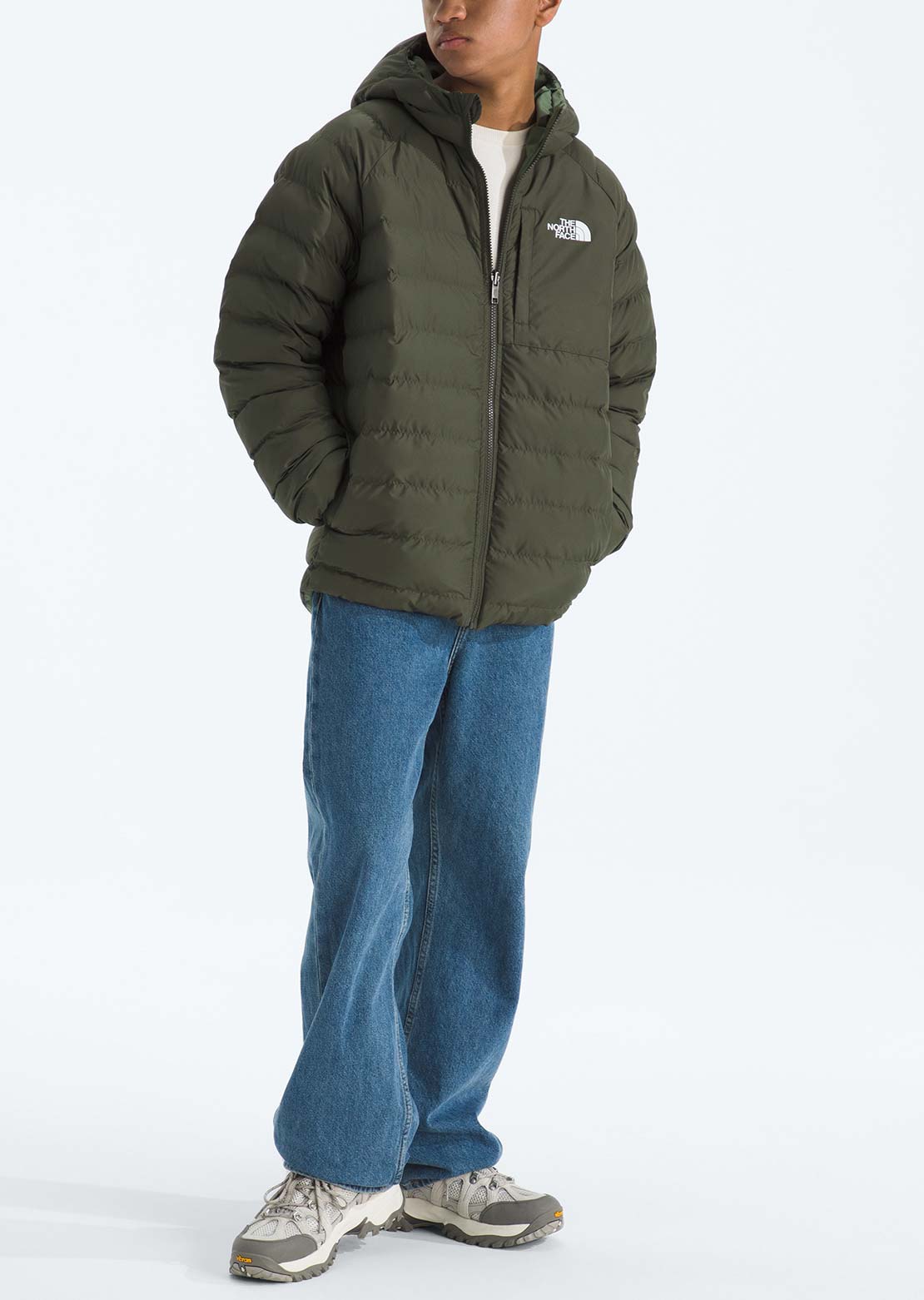The North Face Junior Reversible Perrito Hooded Jacket New Taupe Green