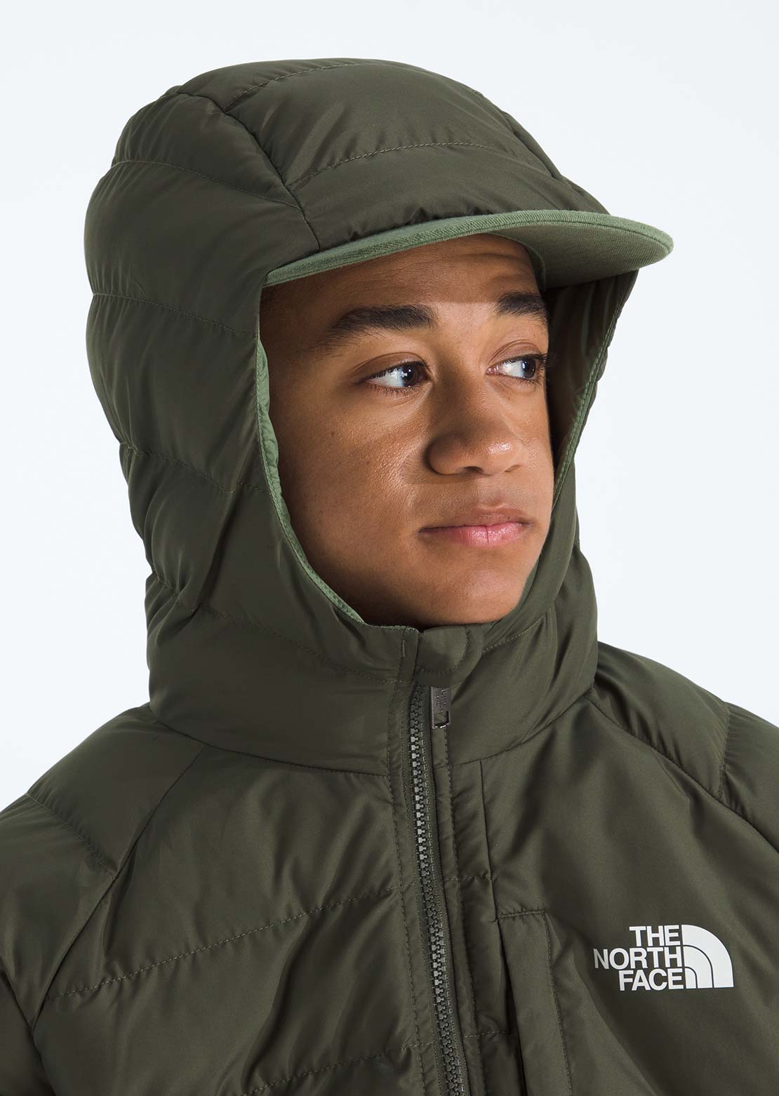 The North Face Junior Reversible Perrito Hooded Jacket New Taupe Green