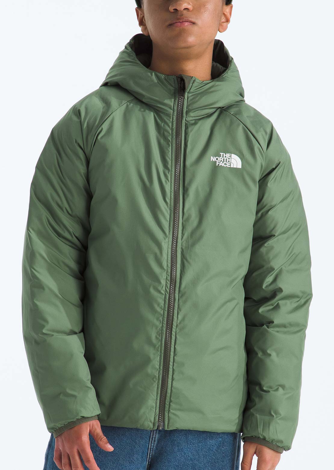 The North Face Junior Reversible Perrito Hooded Jacket New Taupe Green