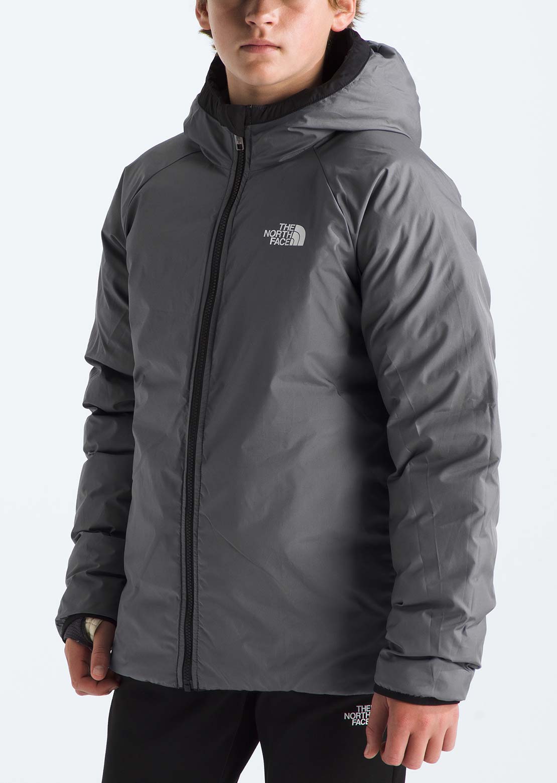 The North Face Junior Reversible Perrito Hooded Jacket TNF Black/Smoked Pearl