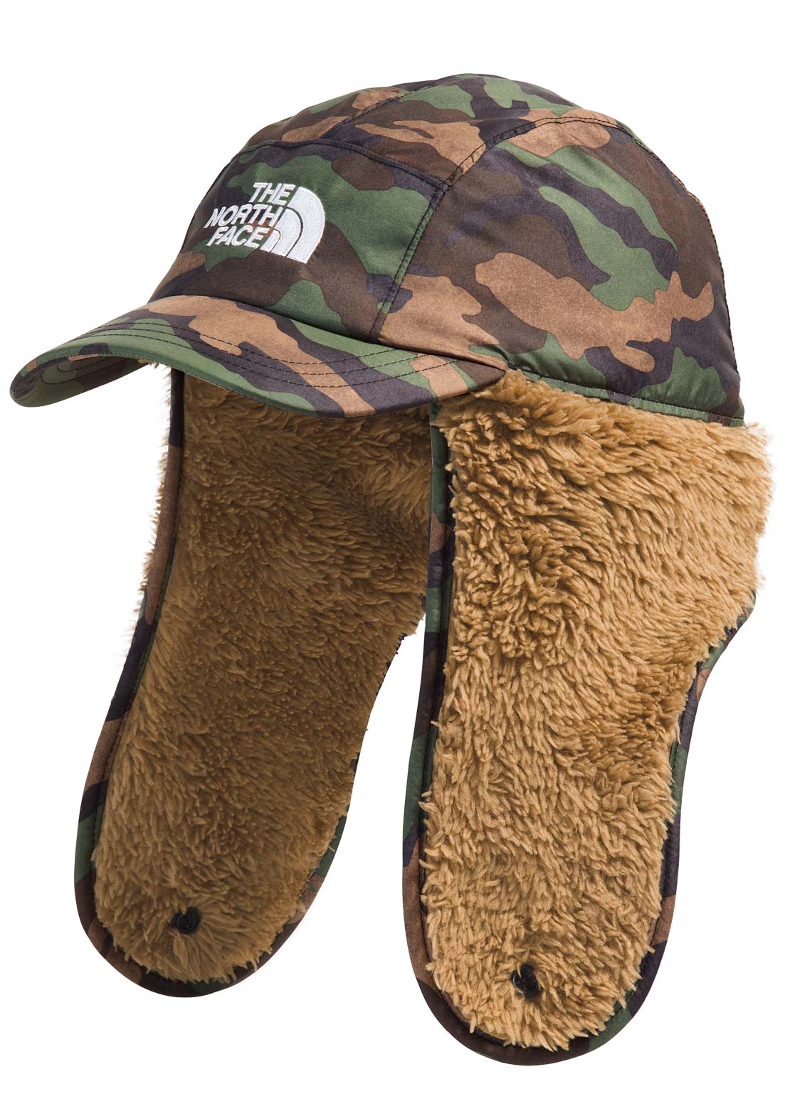 The North Face Junior Shasta Trapper Hat TNF Black TNF Camo Print/Utility Brown