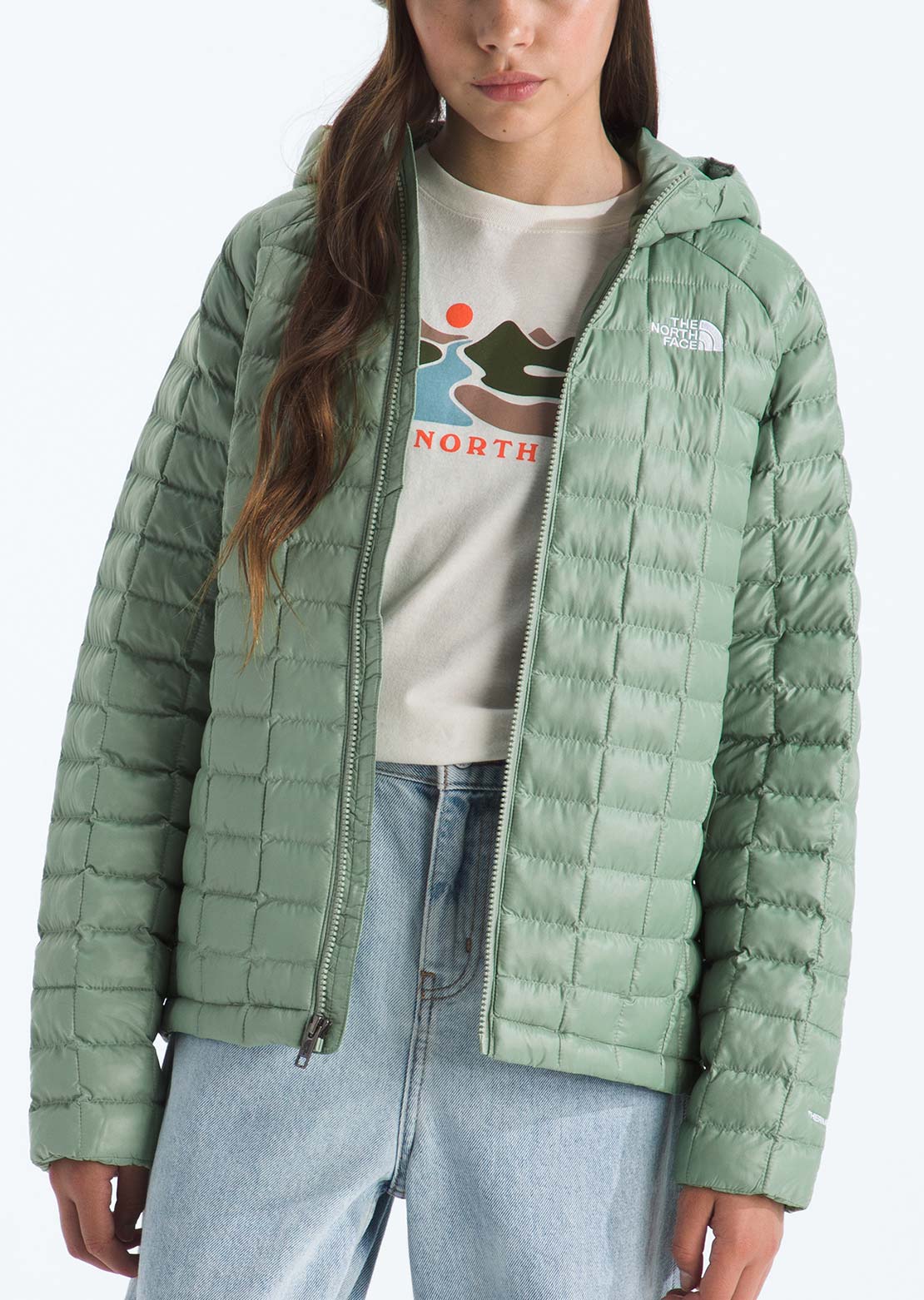 The North Face Junior ThermoBall Hooded Jacket Slate Moss