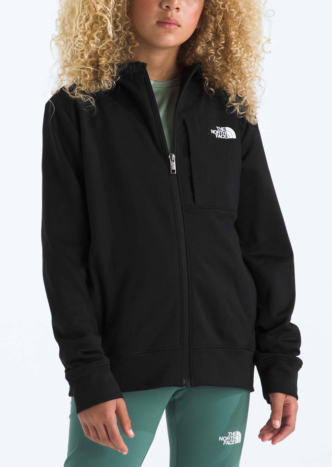The North Face Junior TNF Performance Fleece Full Zip Hooded Jacket TNF Black