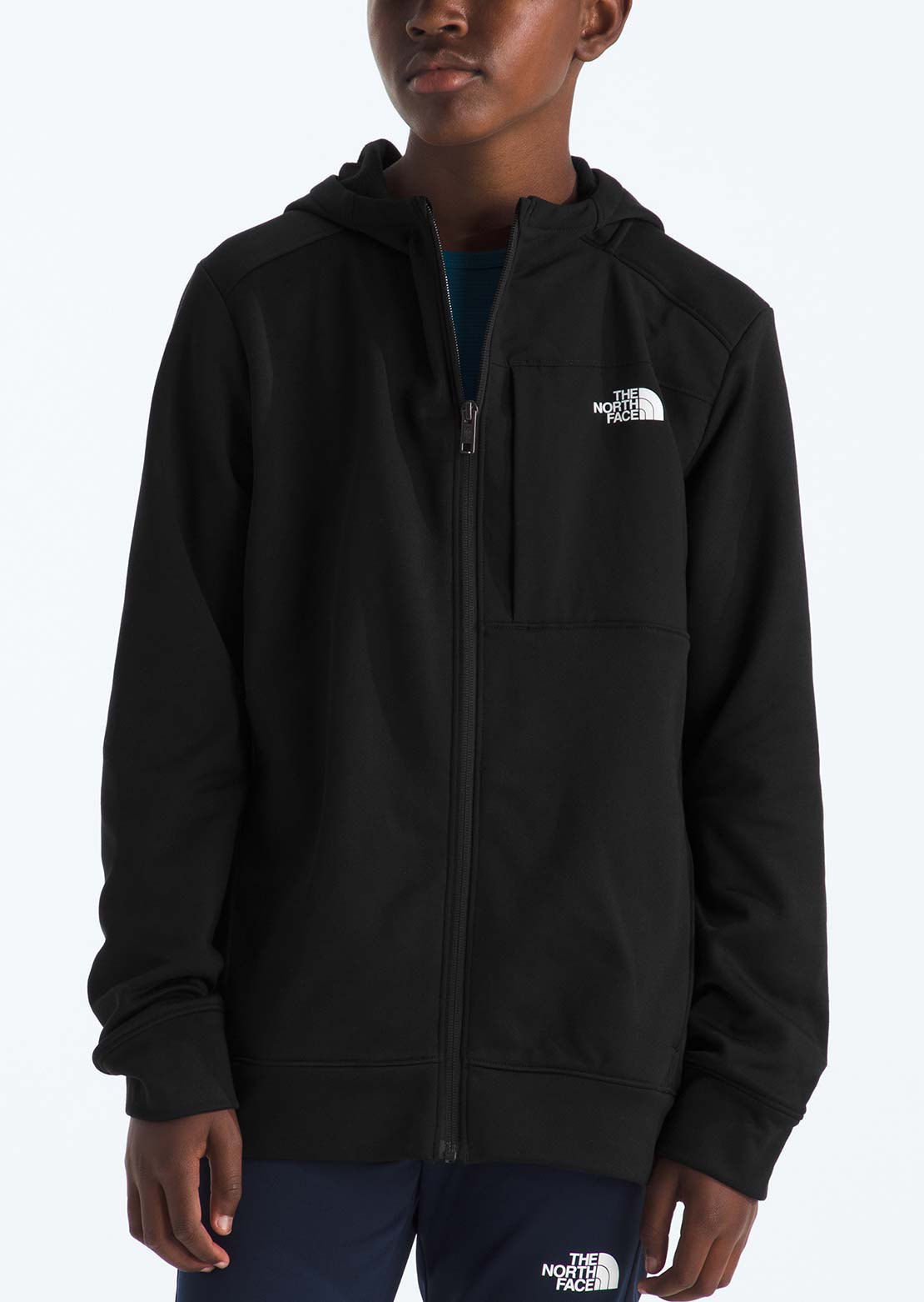 The North Face Junior TNF Performance Fleece Full Zip Hooded Jacket TNF Black