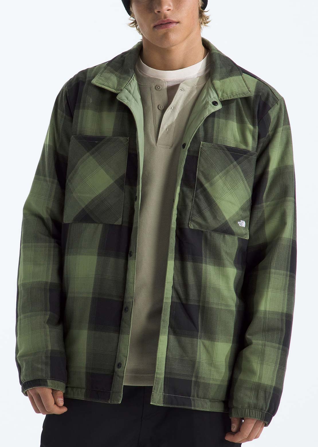 The North Face Men's Afterburner Insulated Flannel Jacket Bark Mist/TNF Black Shadow Plaid