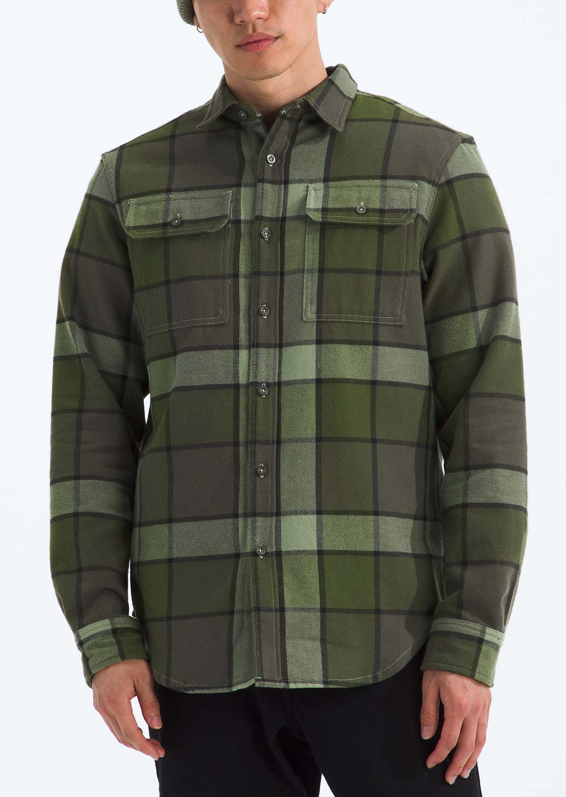 The North Face Men's Arroyo Flannel Plaid Button Up Shirt New Taupe Green Macro Small Plaid