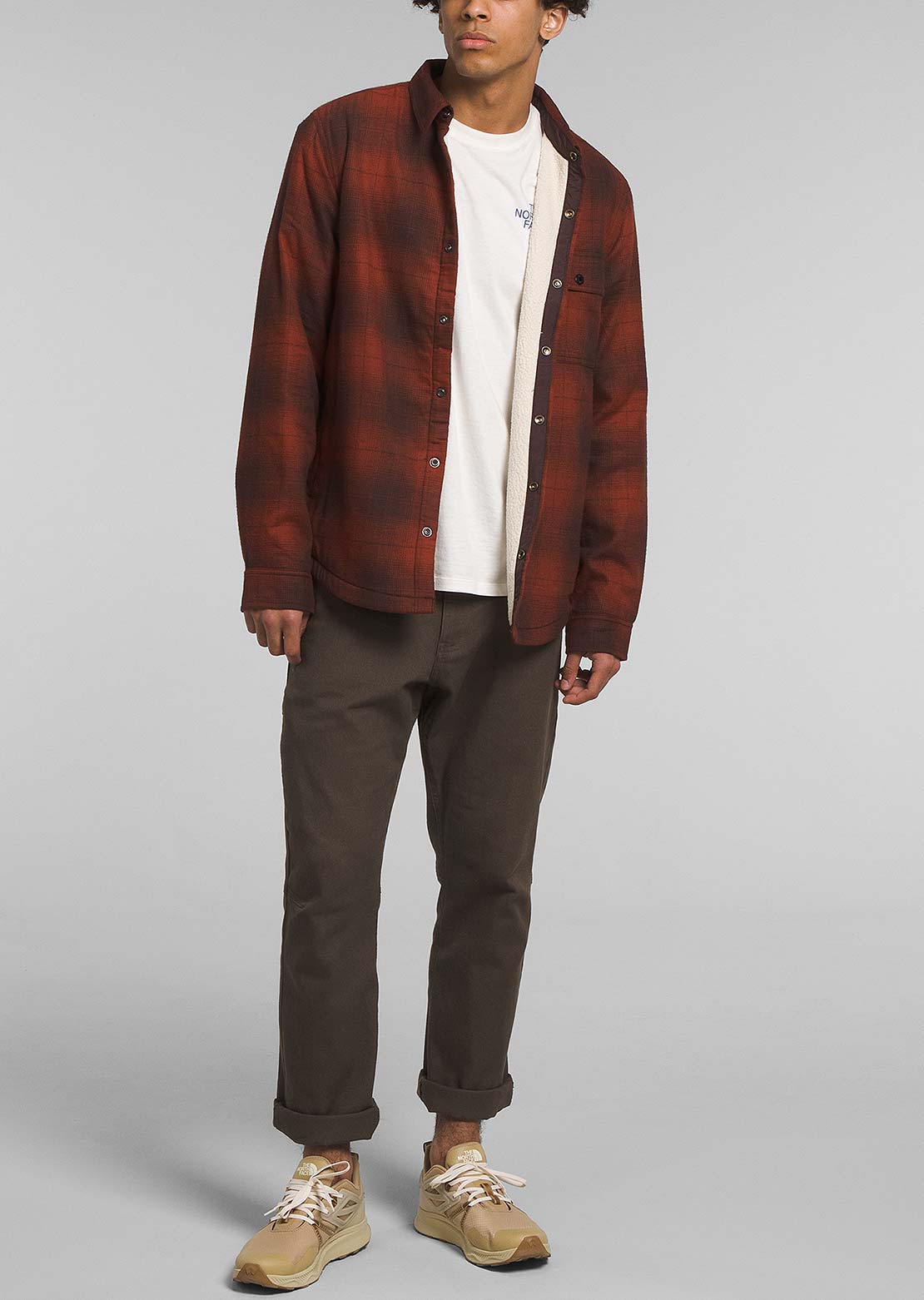 The North Face Men's Campshire Button Up Shirt Brandy Brown Medium Half Dome Shadow Plaid
