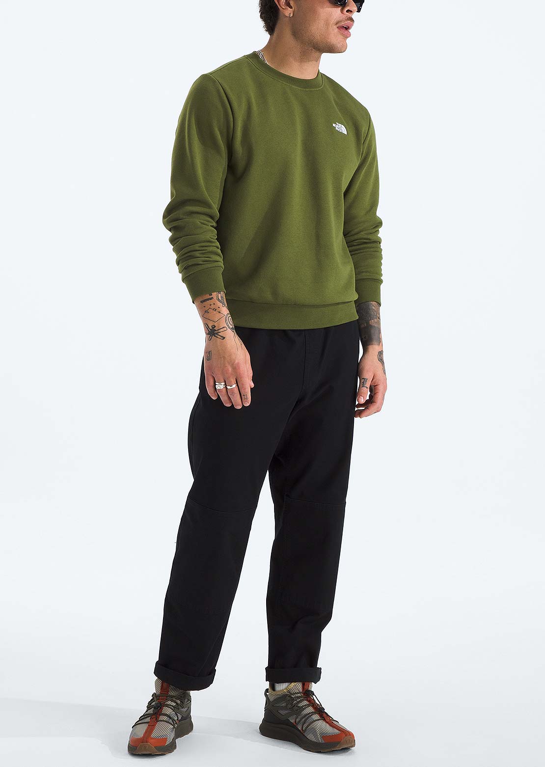 The North Face Men's Evolution Simple Dome Crewneck Sweatshirt Woodland Green