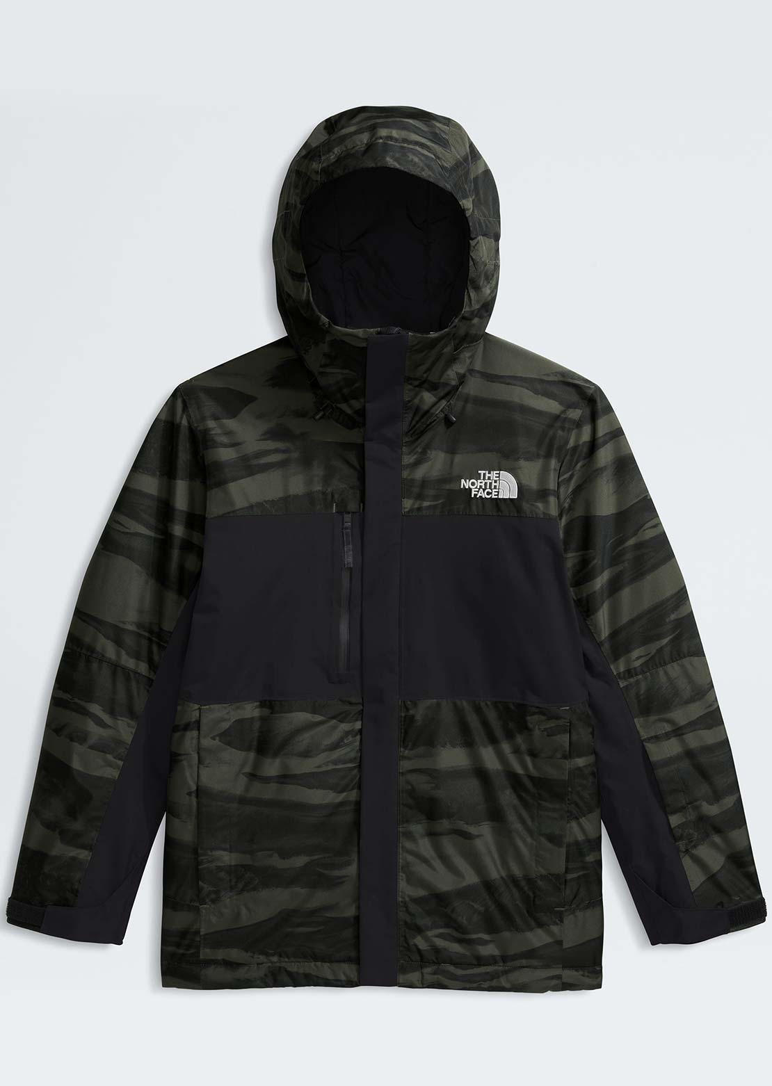 The North Face Men's Freedom Insulated Print Jacket New Taupe Green Edge of Light Print/TNF Black