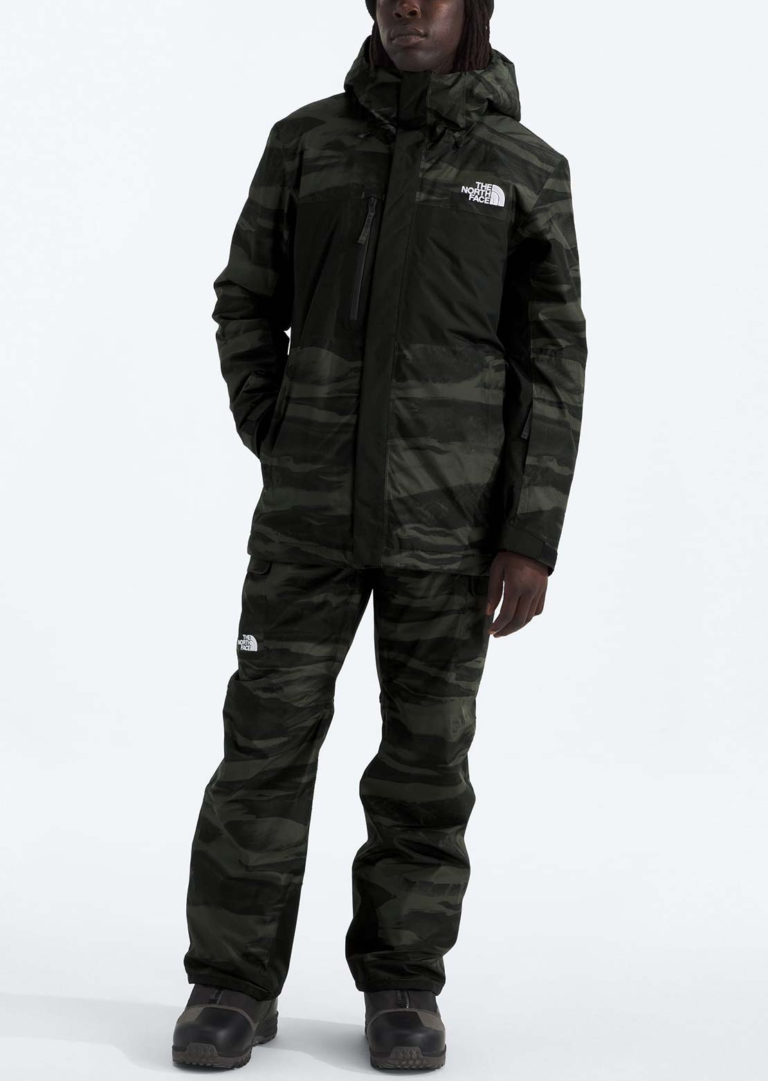 The North Face Men's Freedom Insulated Print Jacket New Taupe Green Edge of Light Print/TNF Black