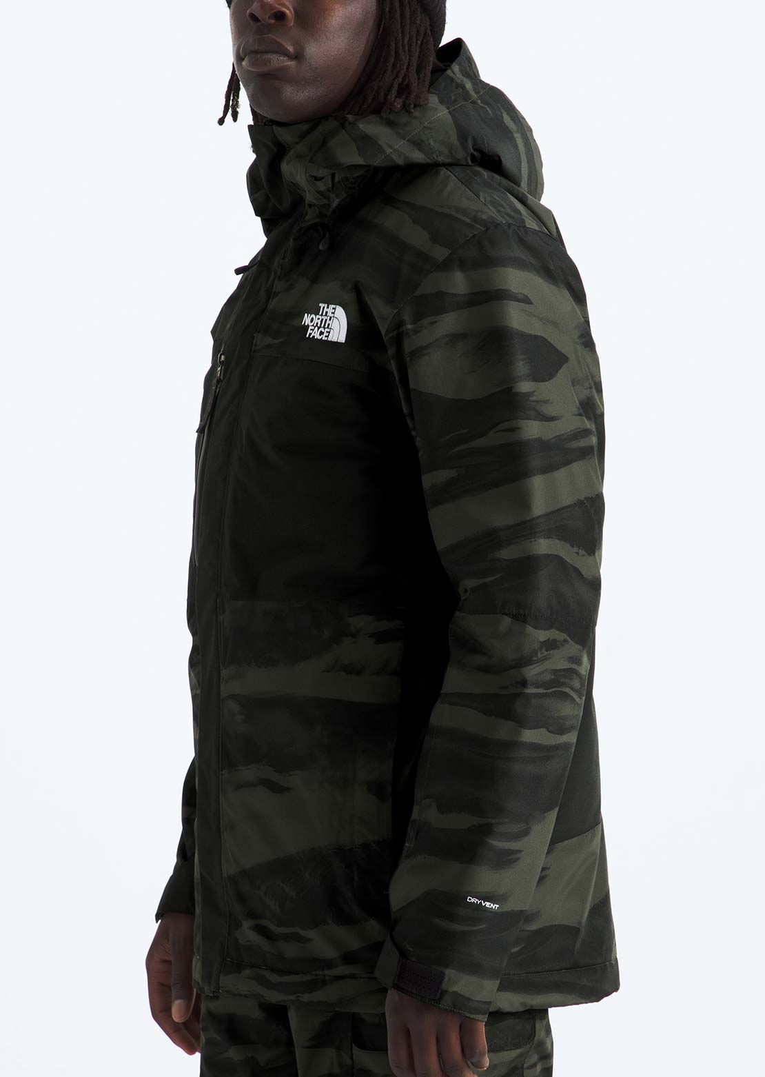 The North Face Men's Freedom Insulated Print Jacket New Taupe Green Edge of Light Print/TNF Black