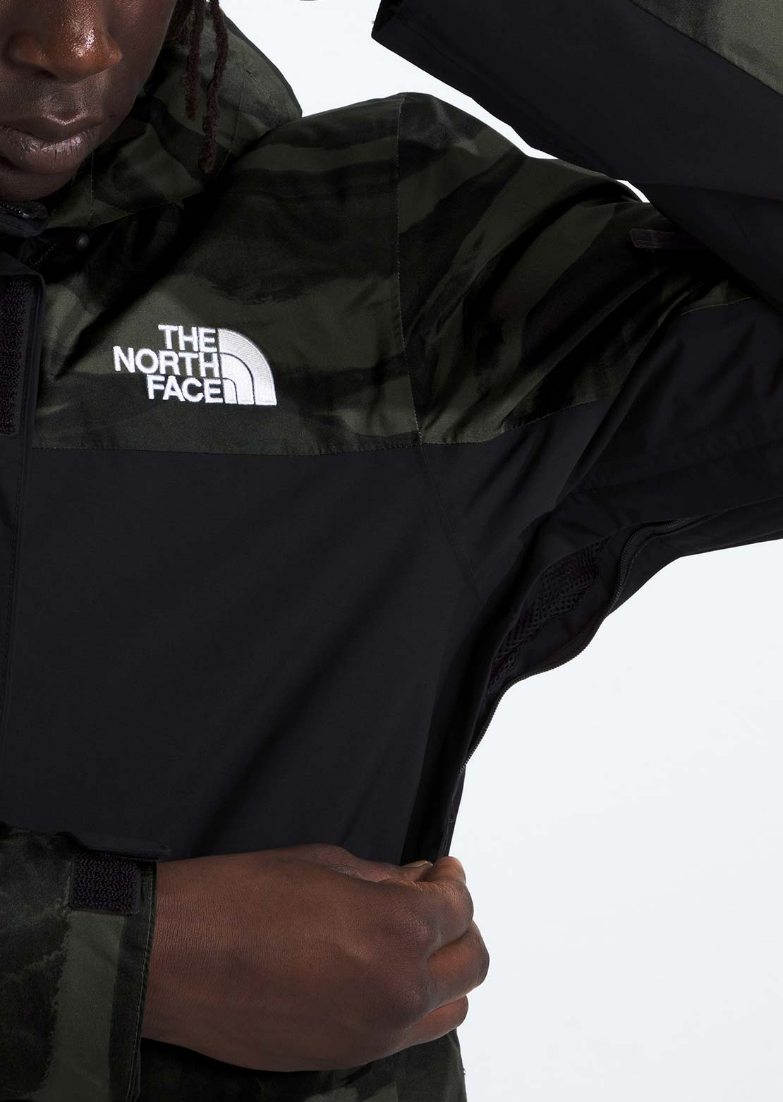 The North Face Men's Freedom Insulated Print Jacket New Taupe Green Edge of Light Print/TNF Black