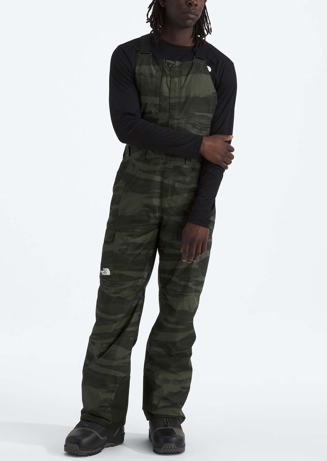 The North Face Men's Freedom Print Bib Pants New Taupe Green Edge of Light Print
