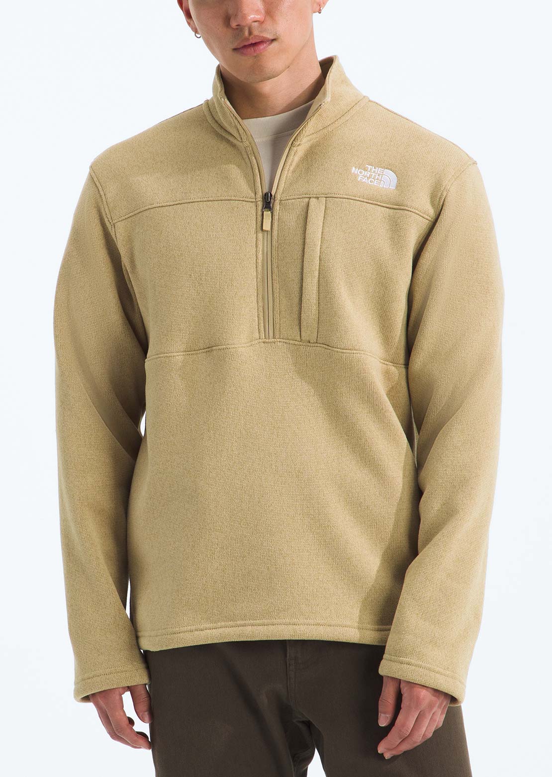 The North Face Men's Gordon Lyons 1/4 Zip Jacket Khaki Stone Heather
