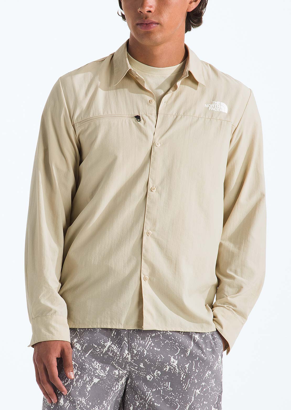 The North Face Men's Packable Long Sleeve Button Up Shirt Desert Stone