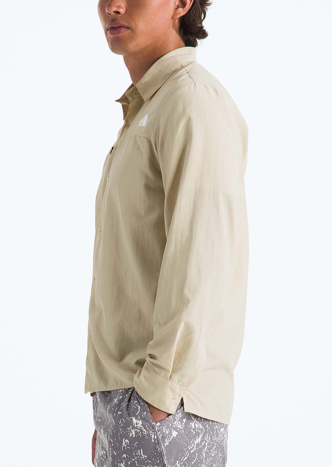 The North Face Men's Packable Long Sleeve Button Up Shirt Desert Stone
