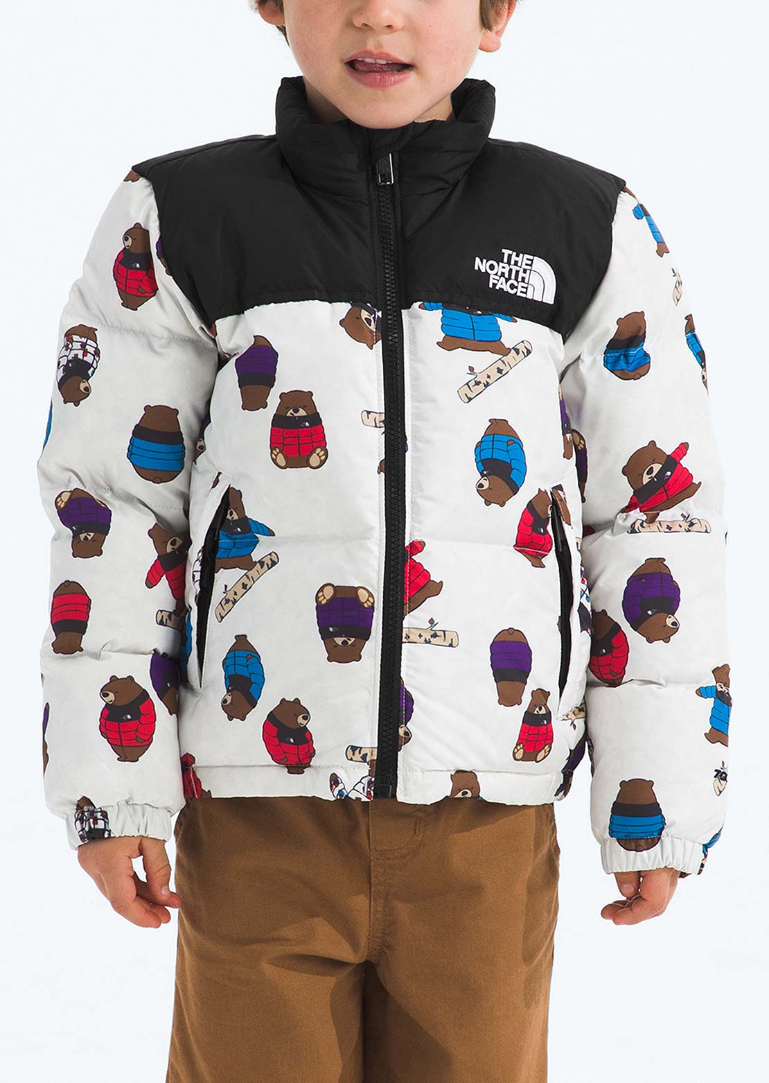 The North Face Toddler 1996 Retro Nuptse Print Jacket TNF White Nuptse Bears Print