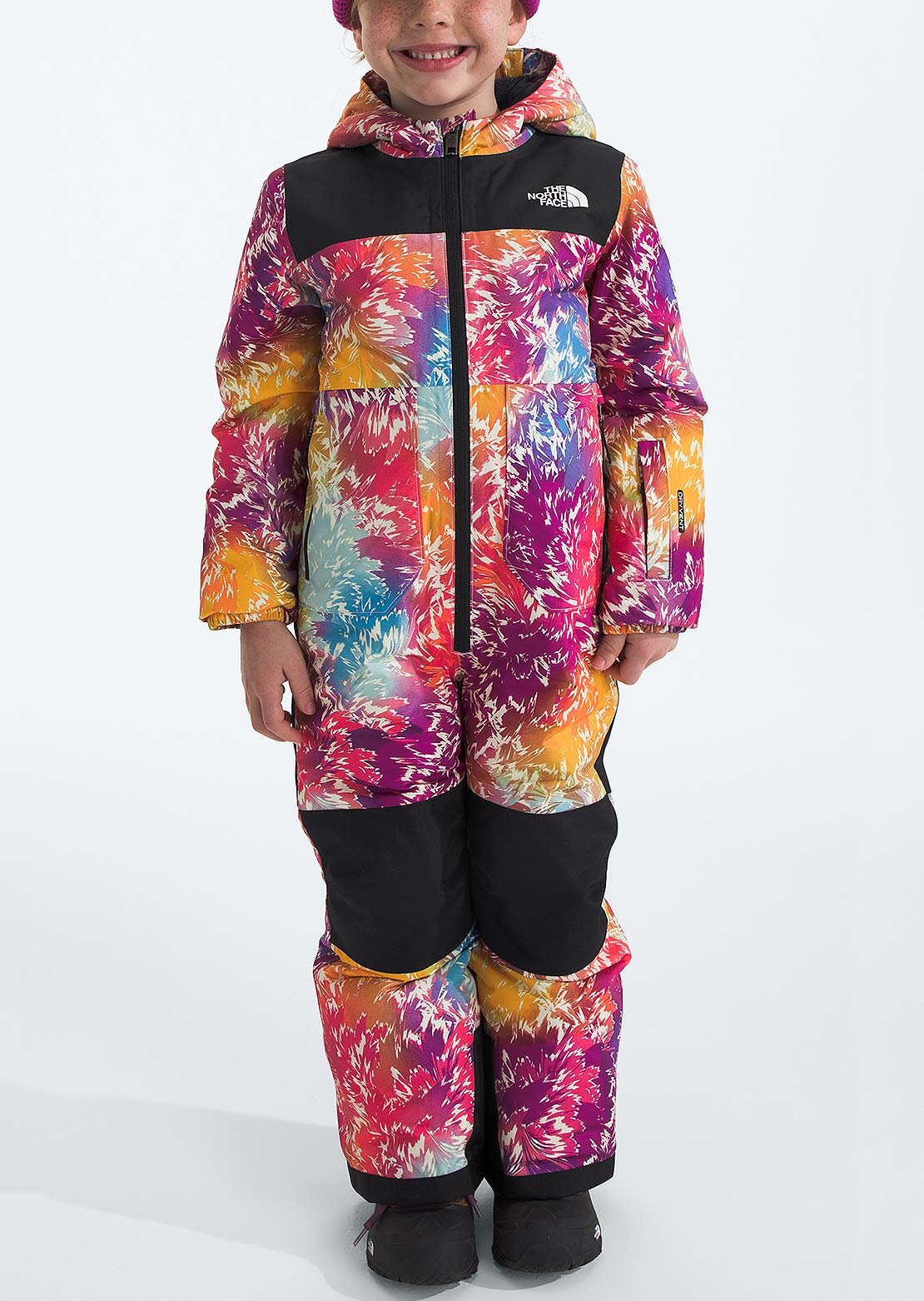 The North Face Toddler Freedom Snow Suit Radiant Poppy Blowing Wind Print