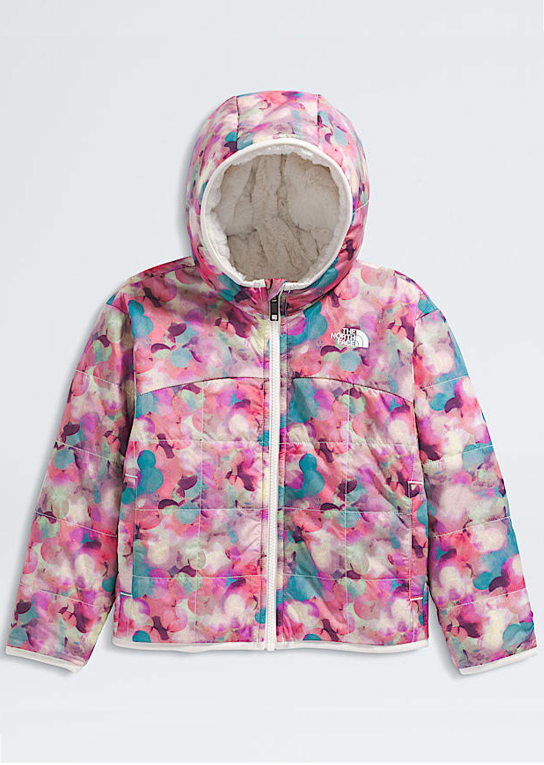 The North Face Toddler Reversible Shasta Full Zip Hooded Print Jacket Lite Lilac Lens Flare Print