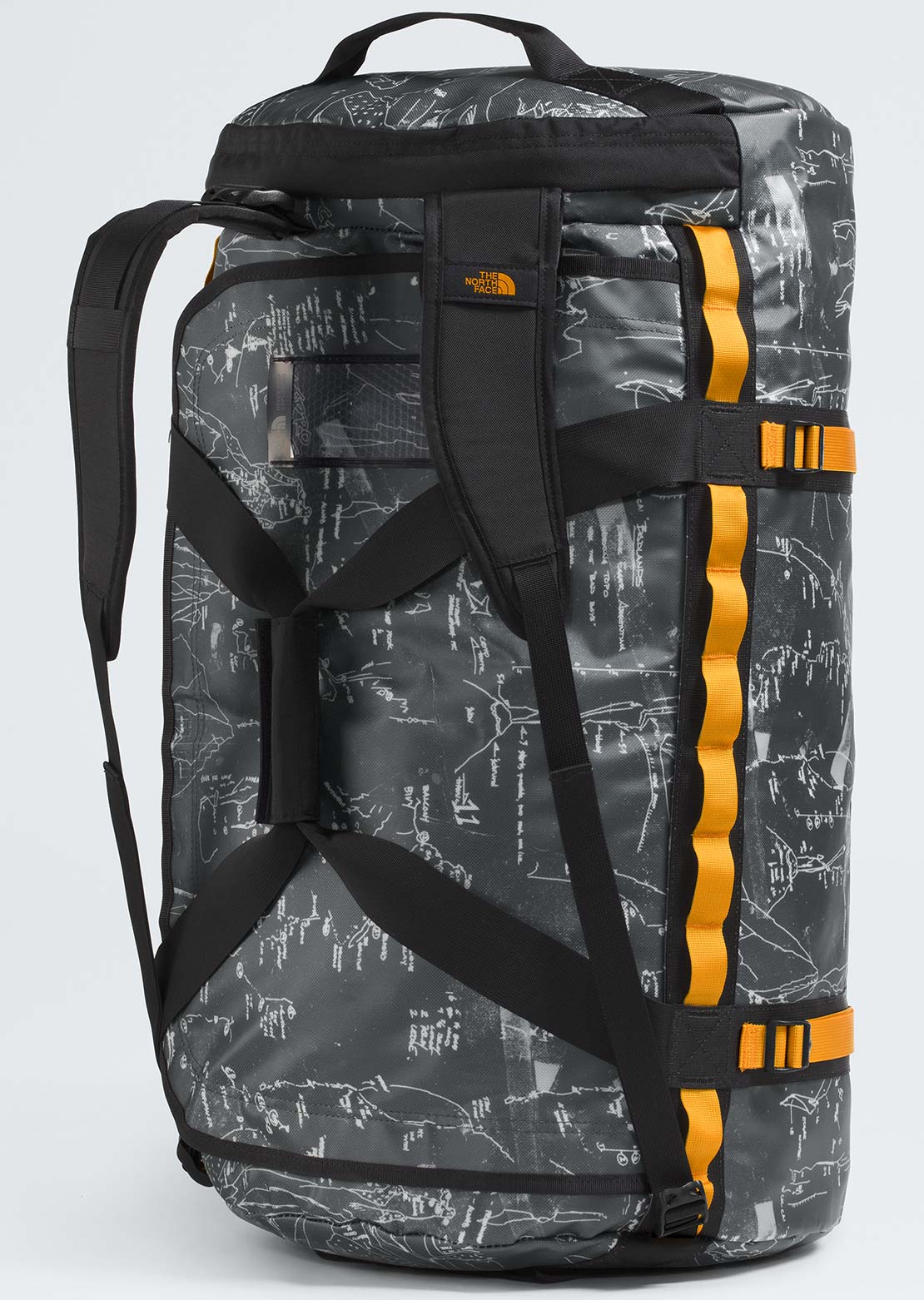 The North Face Unisex Base Camp L Duffel Bag Anthracite Grey/Conrad Topo Print/Summit Gold