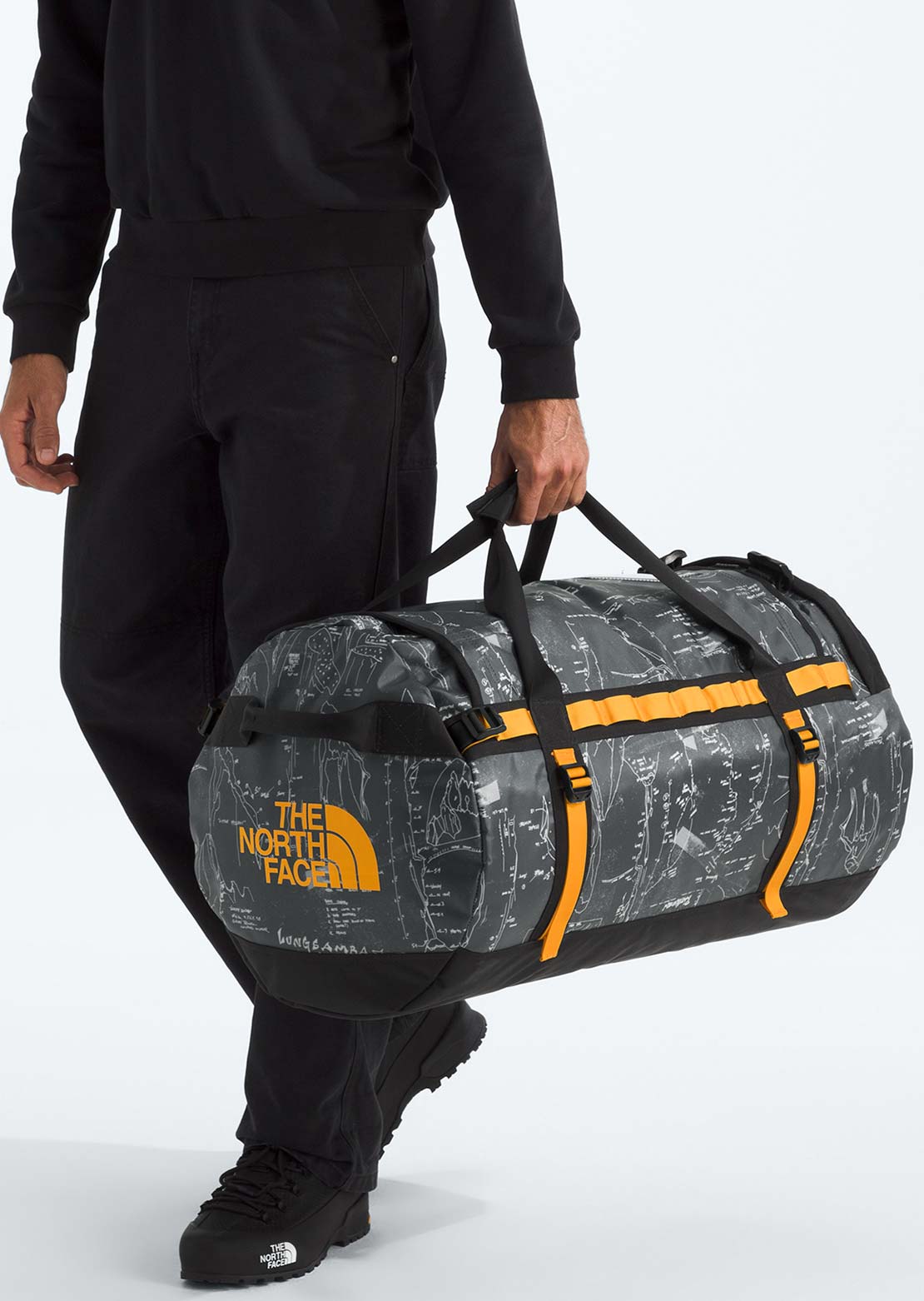 The North Face Unisex Base Camp L Duffel Bag Anthracite Grey/Conrad Topo Print/Summit Gold
