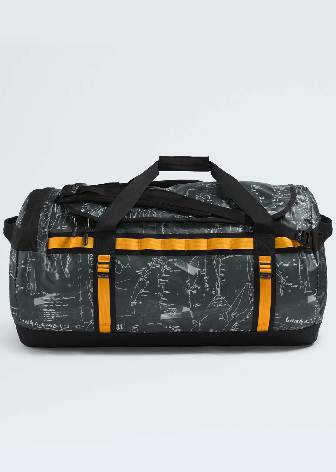 The North Face Unisex Base Camp L Duffel Bag Anthracite Grey/Conrad Topo Print/Summit Gold