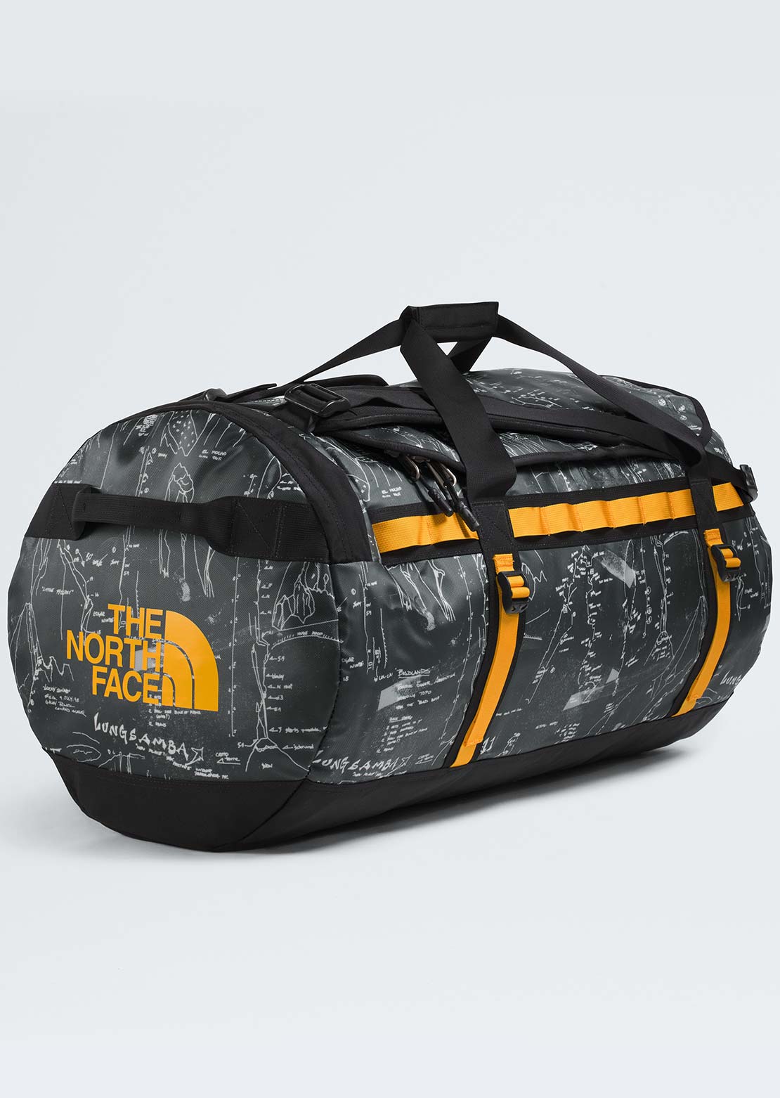 The North Face Unisex Base Camp L Duffel Bag Anthracite Grey/Conrad Topo Print/Summit Gold