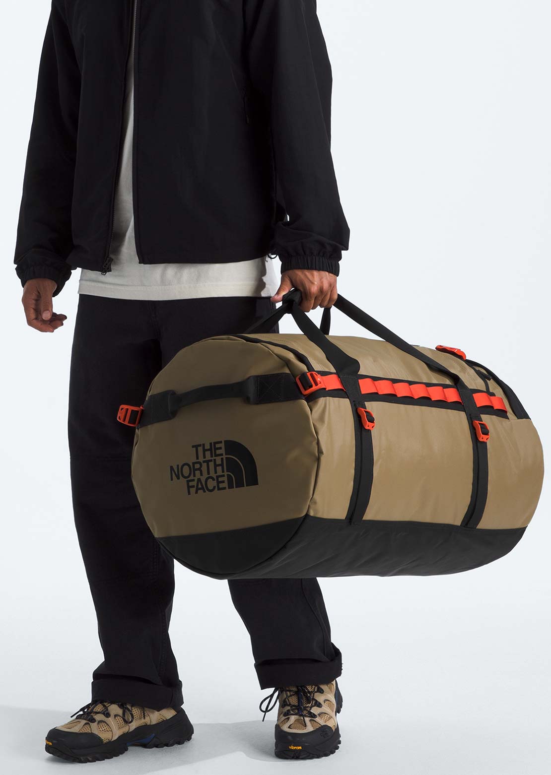 The North Face Unisex Base Camp L Duffel Bag Cedar/TNF Black/Lava Red