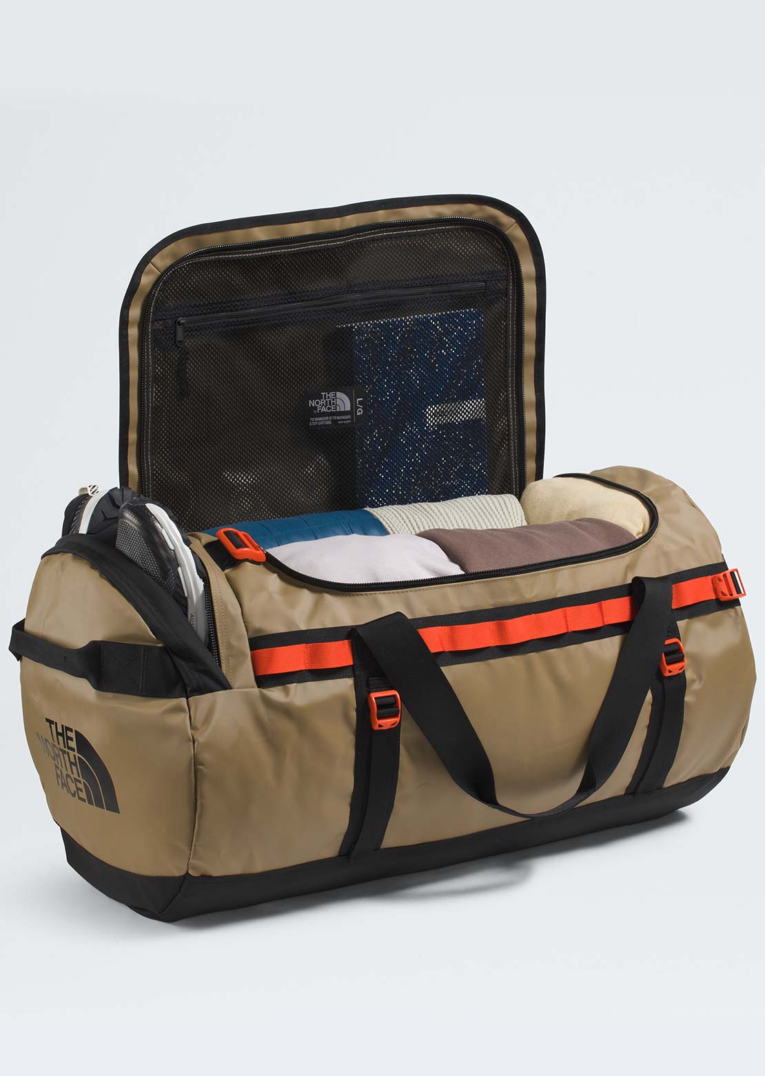 The North Face Unisex Base Camp L Duffel Bag Cedar/TNF Black/Lava Red