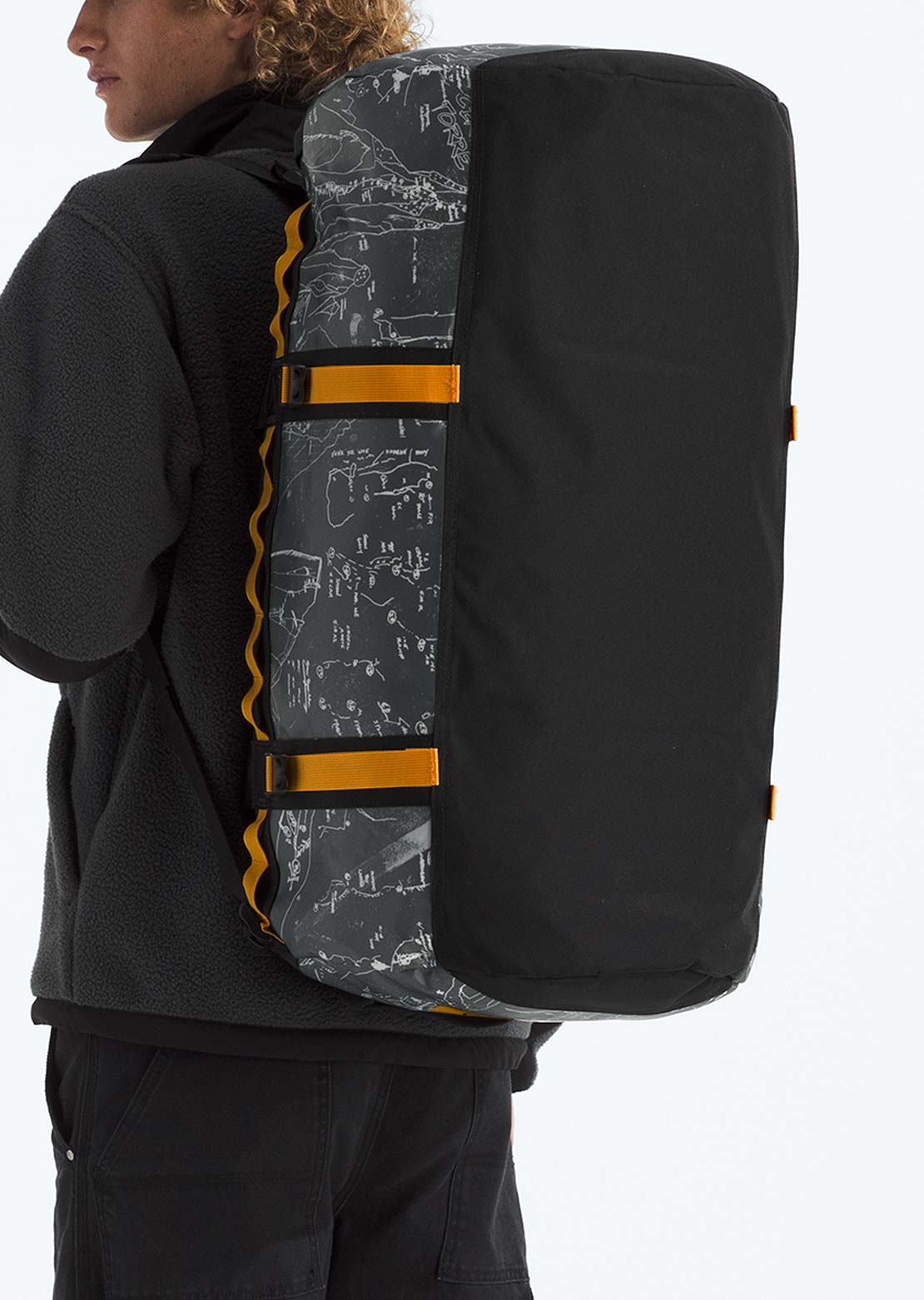 The North Face Unisex Base Camp M Duffel Bag Anthracite Grey Conrad Topo Print/Summit Gold