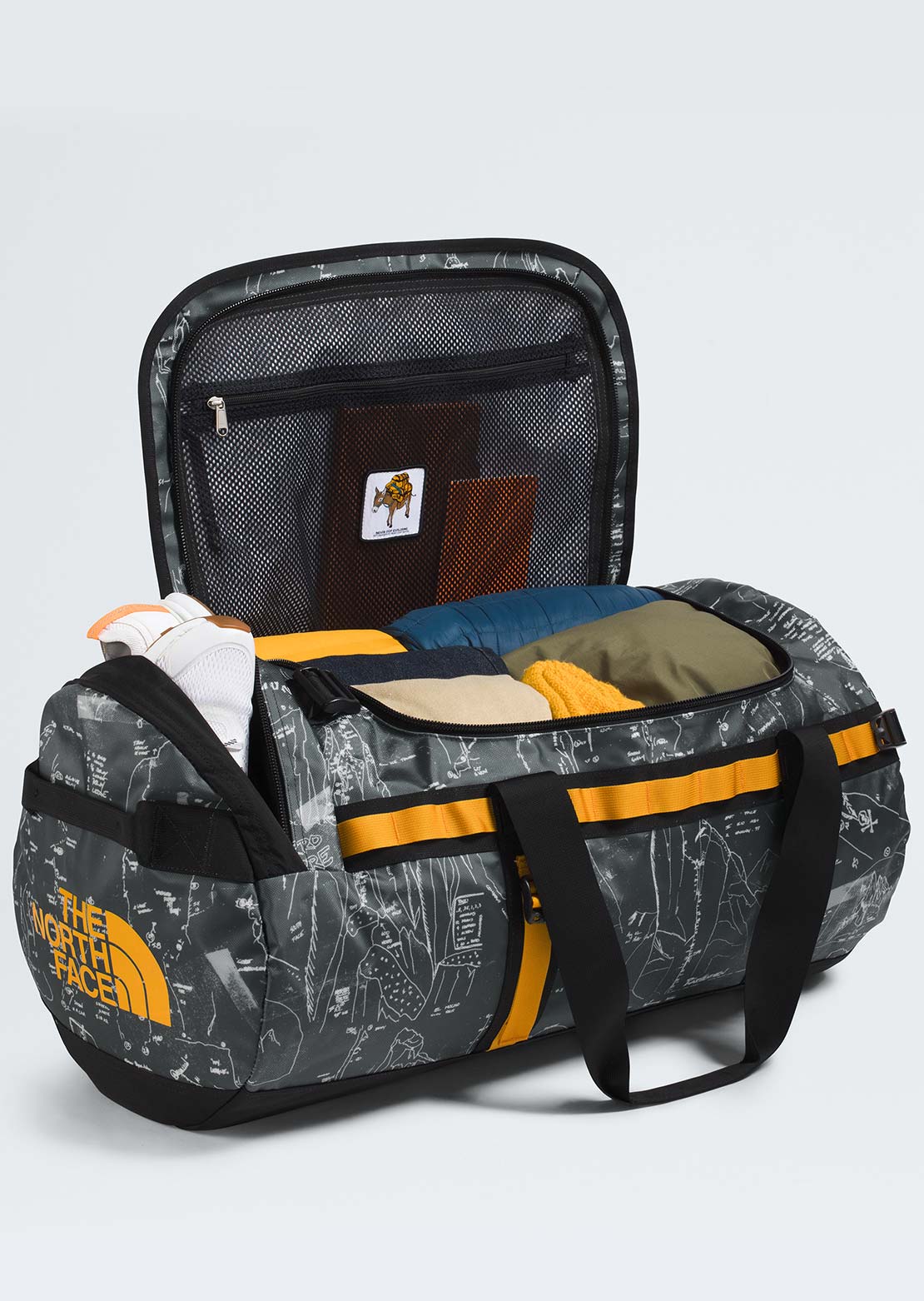 The North Face Unisex Base Camp M Duffel Bag Anthracite Grey Conrad Topo Print/Summit Gold