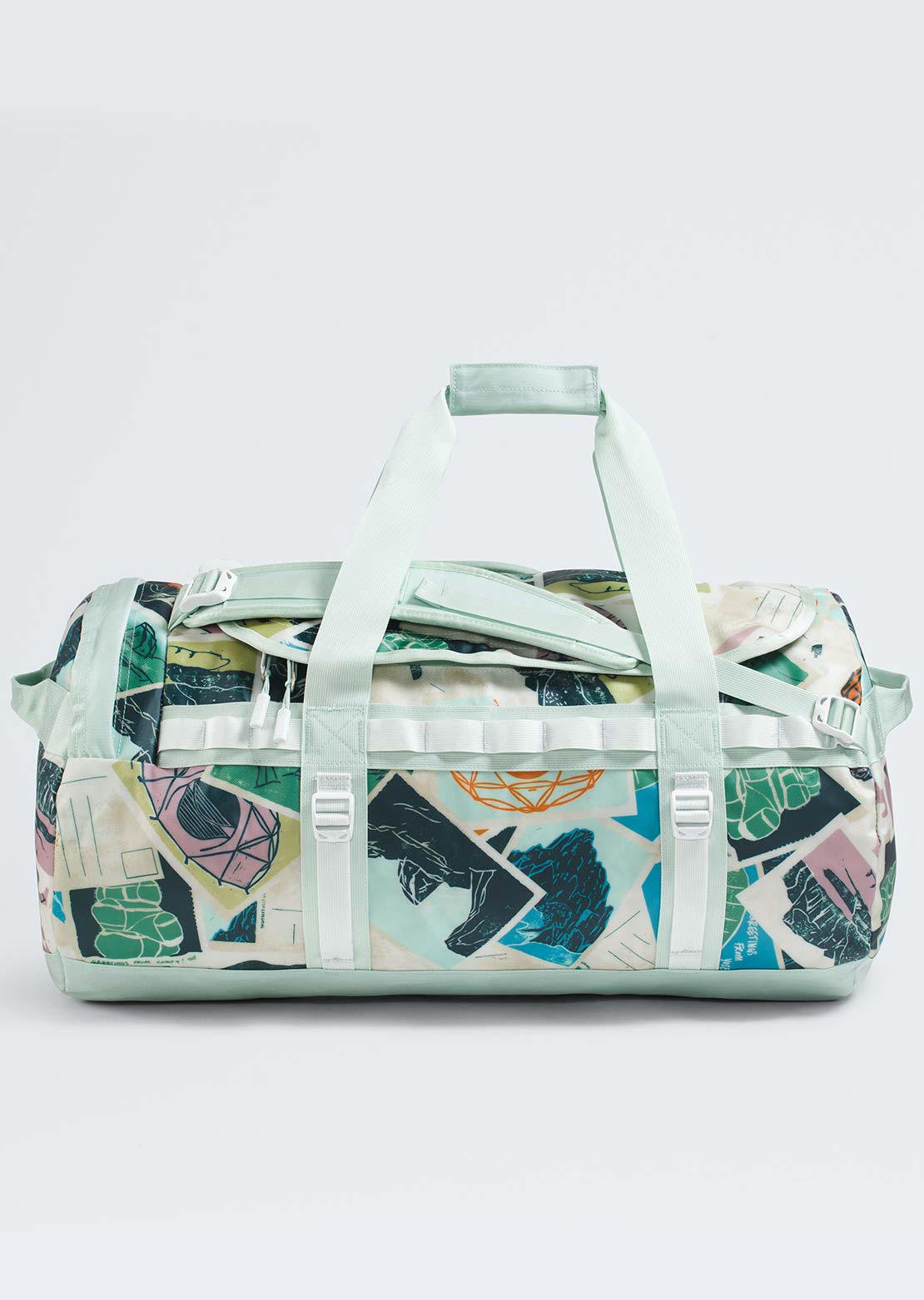 The North Face Unisex Base Camp M Duffel Bag Opal Frost/TNF Postcards Print/Opal Frost/Pearl Stone