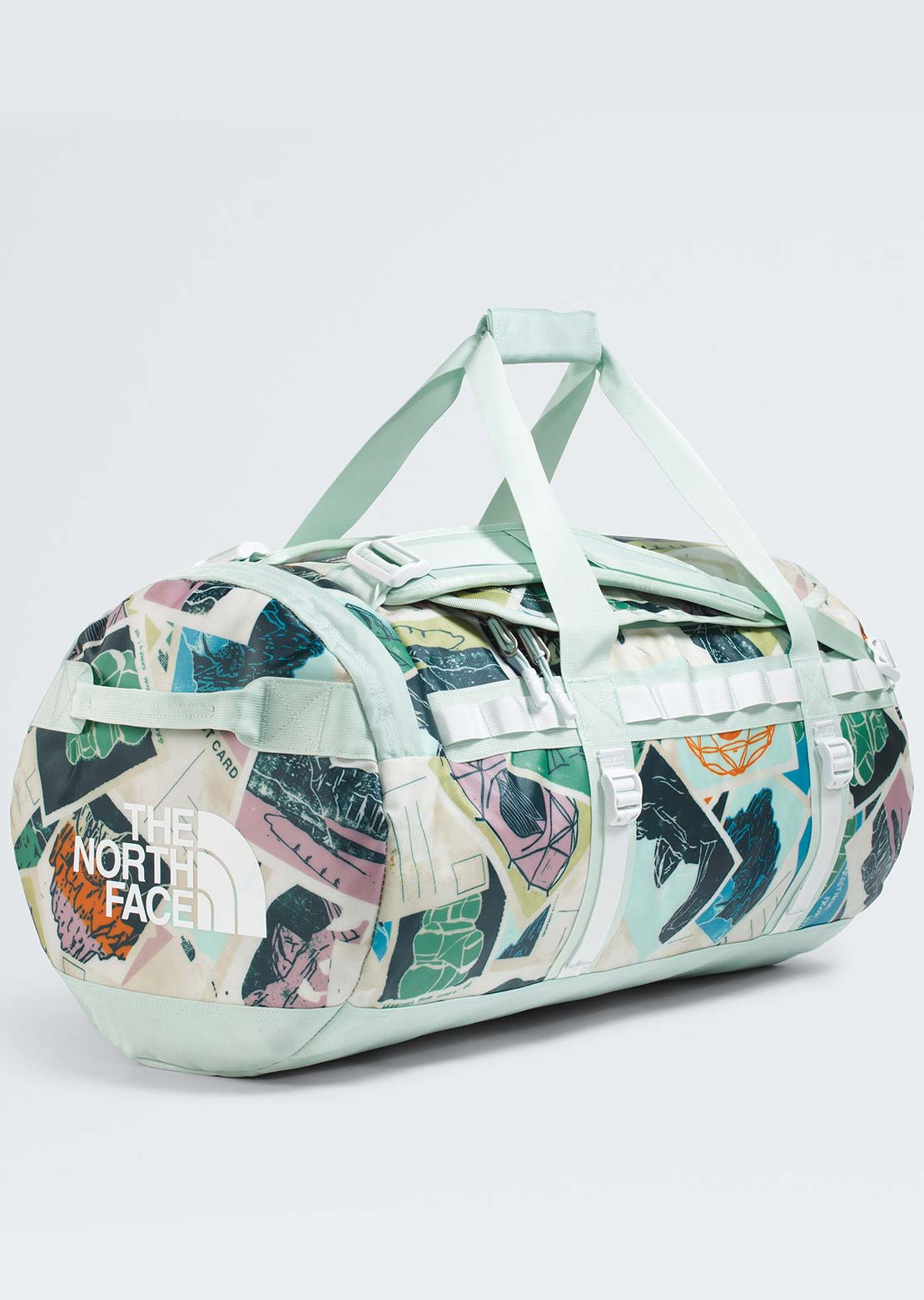 The North Face Unisex Base Camp M Duffel Bag Opal Frost/TNF Postcards Print/Opal Frost/Pearl Stone