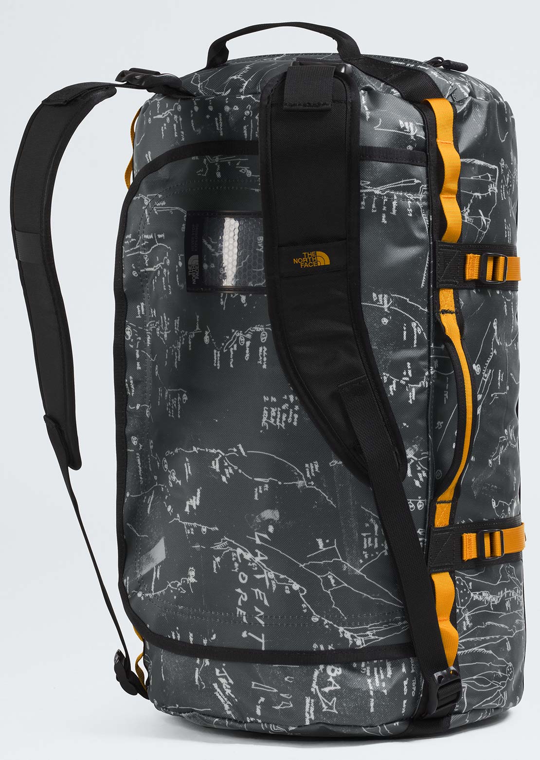 The North Face Unisex Base Camp S Duffel Bag Anthracite Grey/Conrad Topo Print/Summit Gold