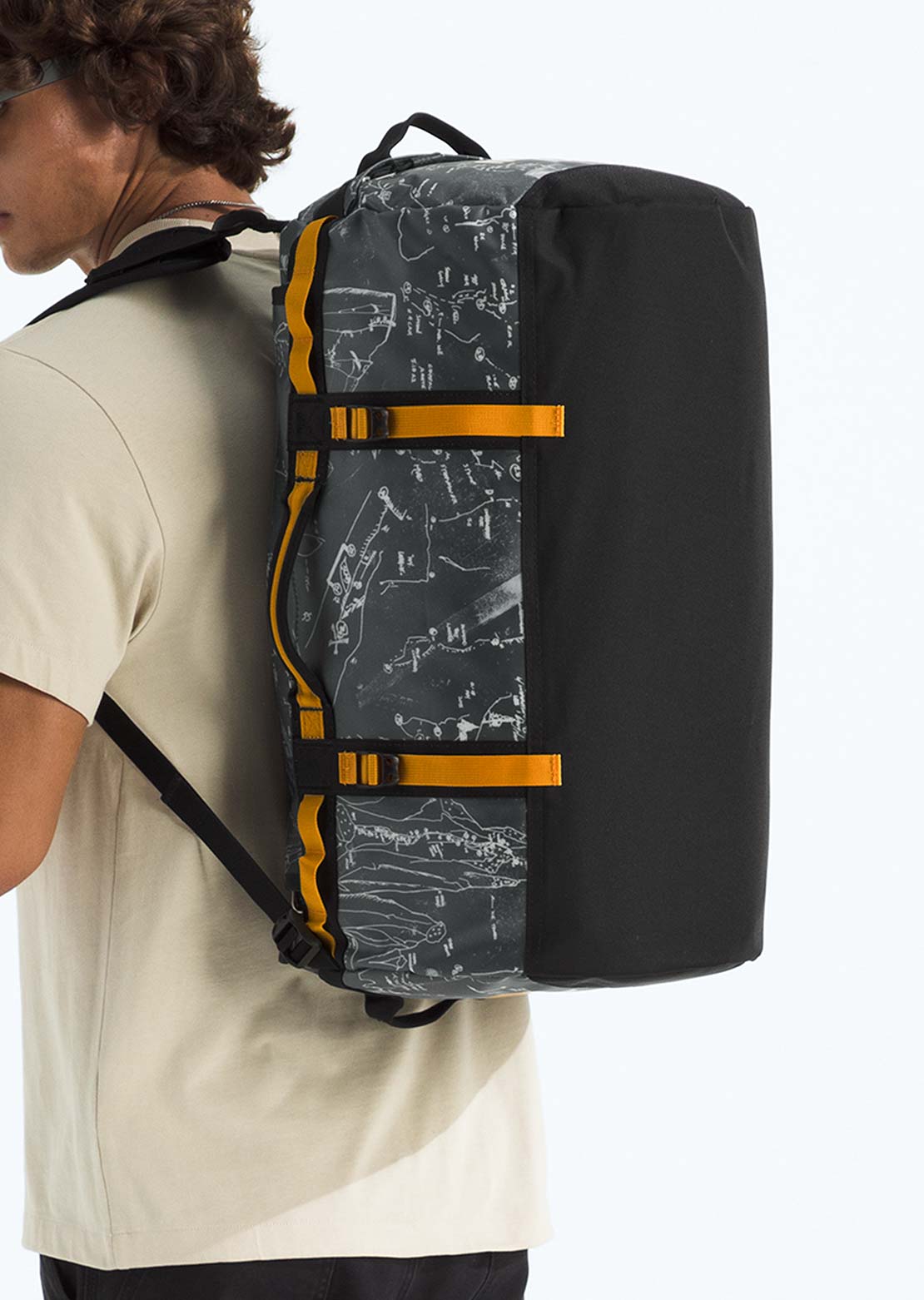 The North Face Unisex Base Camp S Duffel Bag Anthracite Grey/Conrad Topo Print/Summit Gold